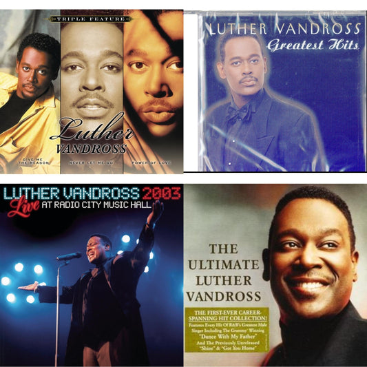 This is a 4 CD SKU bundle.
1.This CD is brand new.Format: CDThis item's title is: Greatest HitsArtist: Luther VandrossBarcode: 074646606827Release Date: 11/16/1999
2.This CD is brand new.