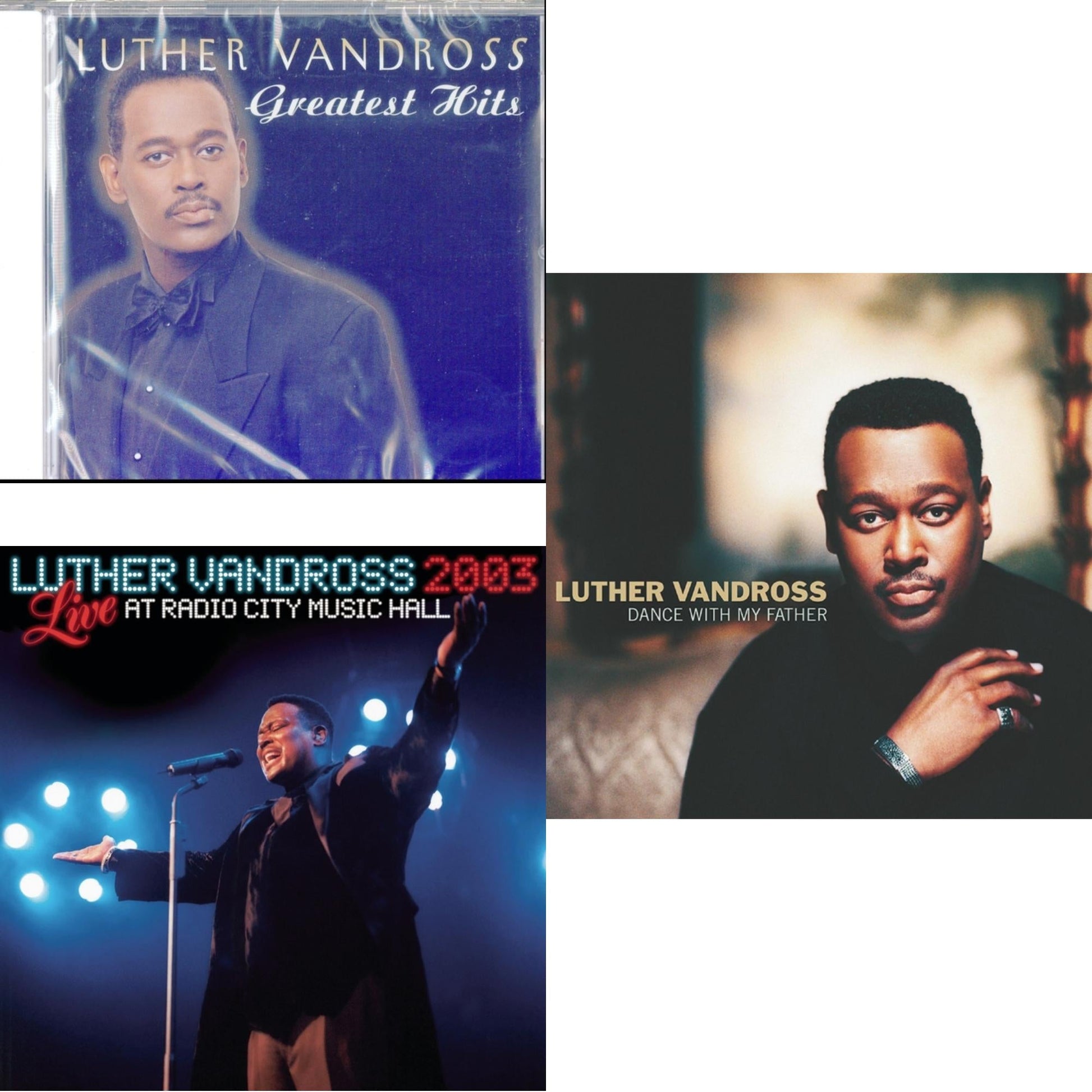 This is a 3 CD SKU bundle.
1.This CD is brand new.Format: CDThis item's title is: Greatest HitsArtist: Luther VandrossBarcode: 074646606827Release Date: 11/16/1999
2.This CD is brand new.