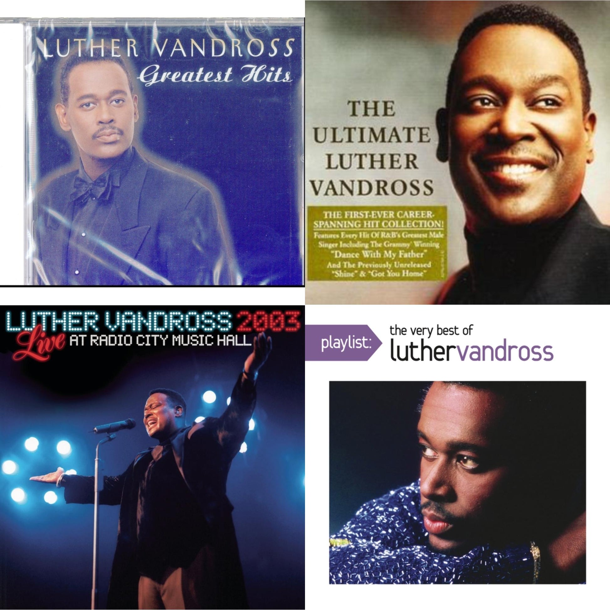 This is a 4 CD SKU bundle.
1.This CD is brand new.Format: CDThis item's title is: Greatest HitsArtist: Luther VandrossBarcode: 074646606827Release Date: 11/16/1999
2.This CD is brand new.