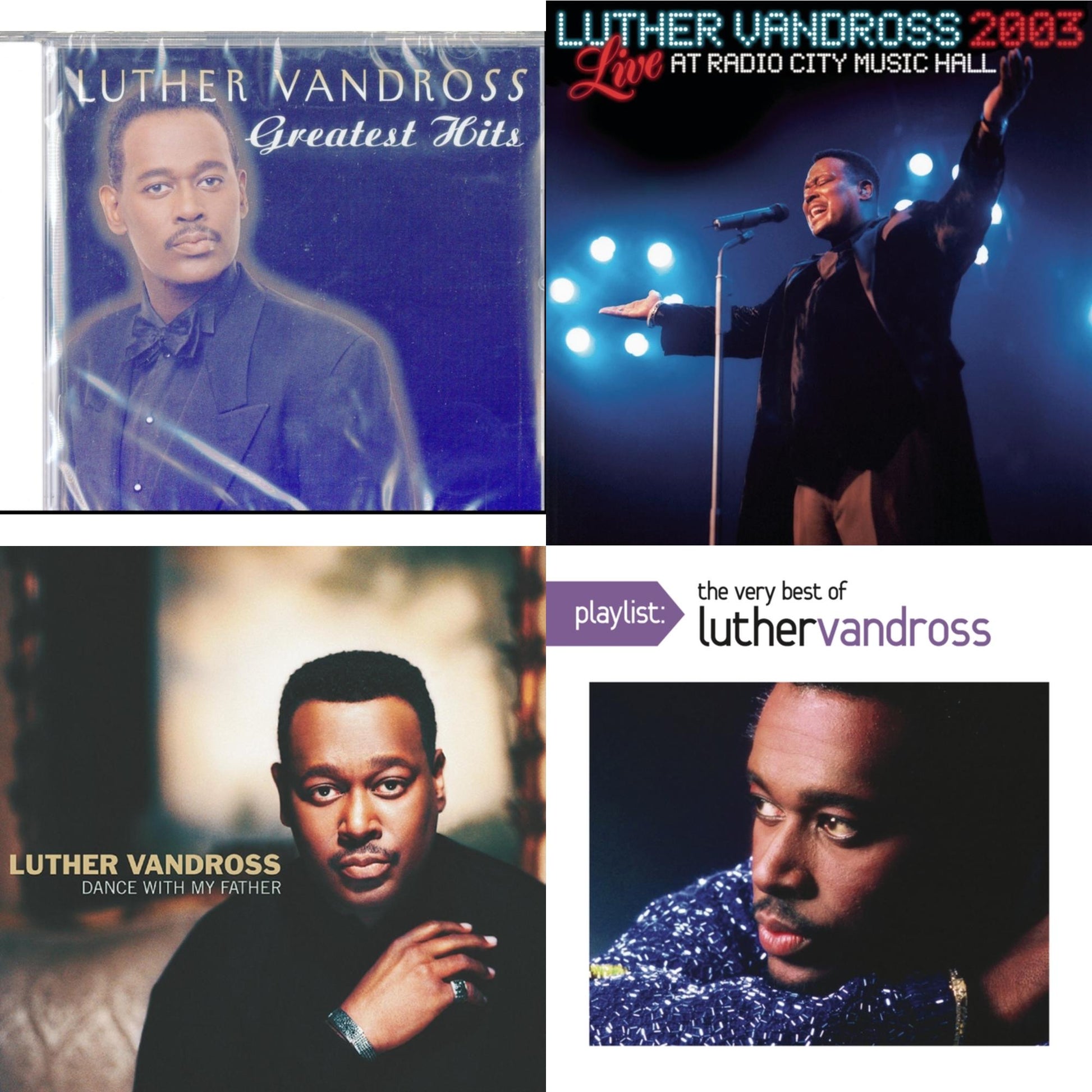 This is a 4 CD SKU bundle.
1.This CD is brand new.Format: CDThis item's title is: Greatest HitsArtist: Luther VandrossBarcode: 074646606827Release Date: 11/16/1999
2.This CD is brand new.