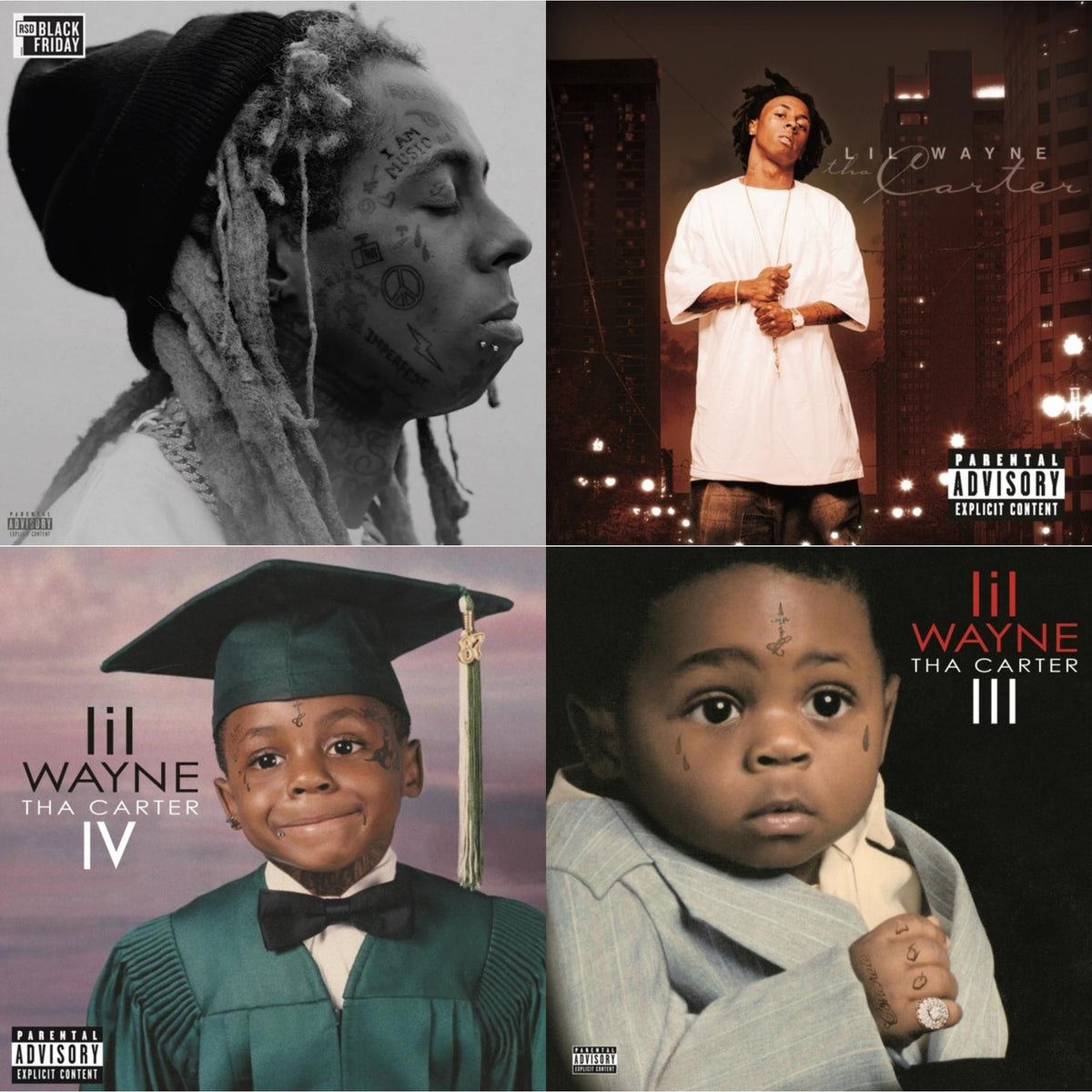 I Am Music (2LP/Translucent Ruby Vinyl) & Tha Carter (2LP) (X) & Tha Carter Iv (2LP) (X) & Tha Carter 3