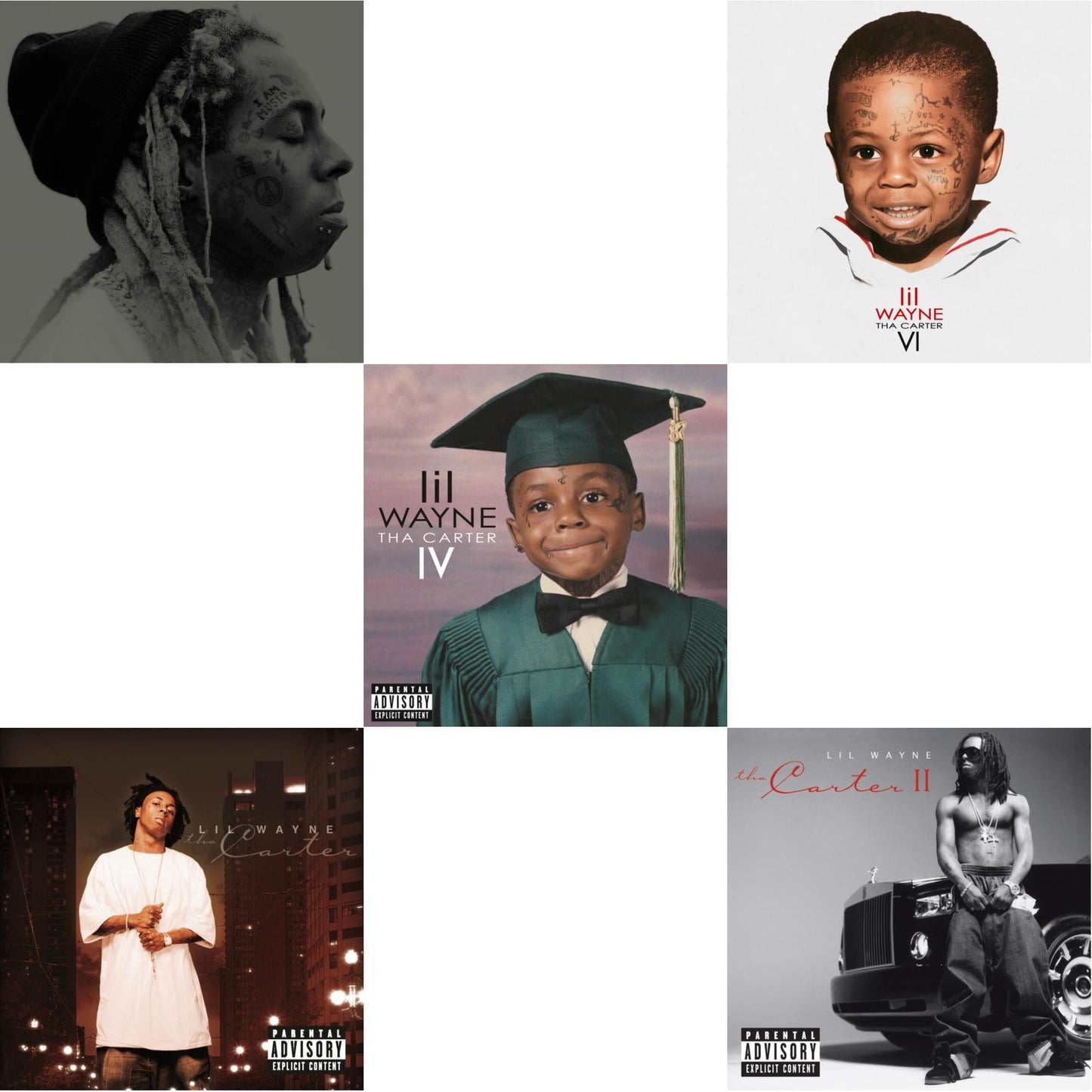 I Am Music (2LP/Translucent Ruby Vinyl) & Tha Carter (2LP) (X) & Tha Carter Iv (2LP) (X) & Tha Carter Vi (X) & Tha Carter Ii (2LP)
