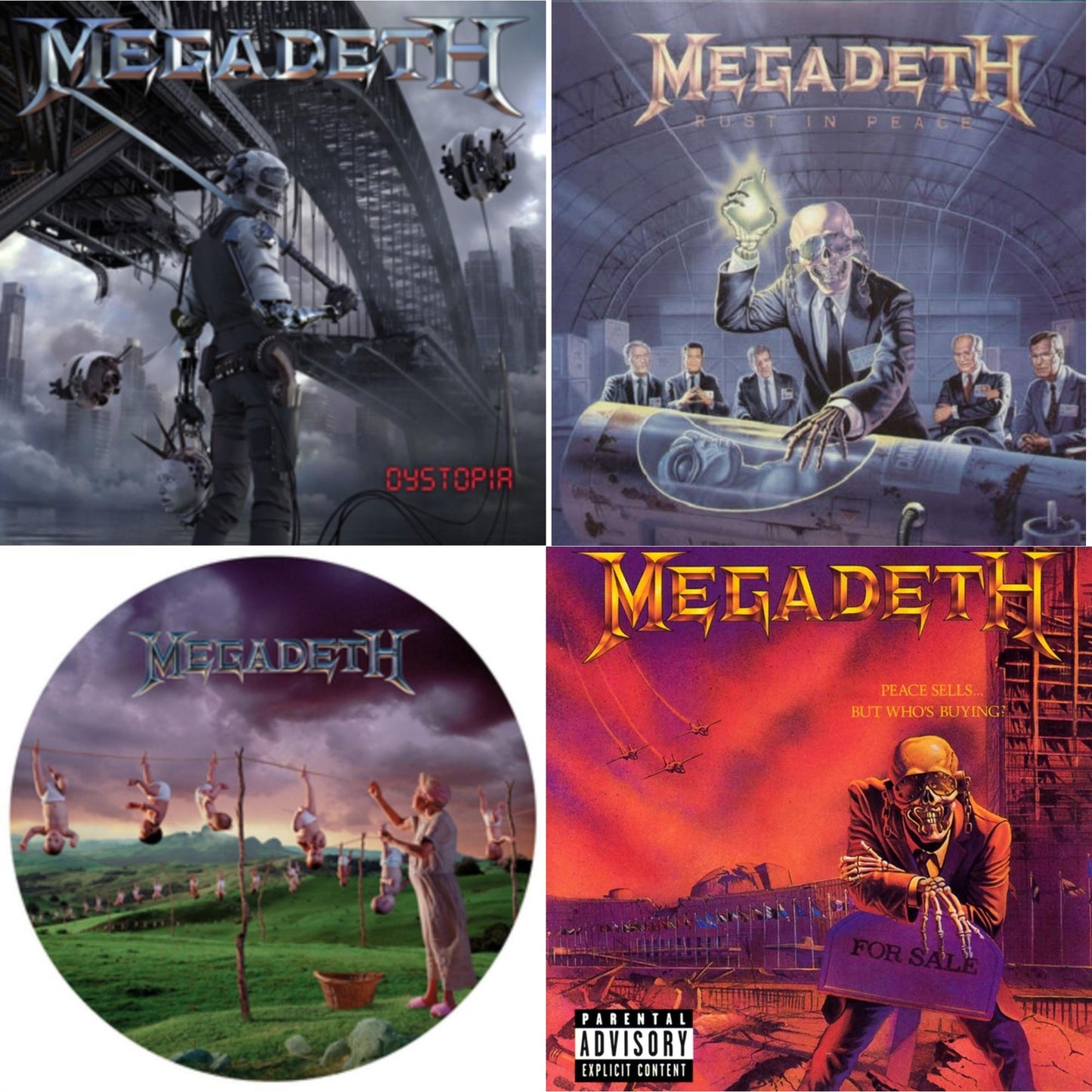 This is a 4 LP Vinyl SKU bundle.
1.This LP Vinyl is brand new.Format: LP VinylMusic Style: Heavy MetalThis item's title is: DystopiaArtist: MegadethLabel: T-BOY RECORDS/UMEBarcode: 602547613943Release Date: 1/22/2016
2.This LP Vinyl is brand new.