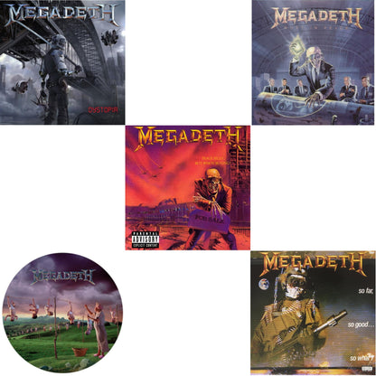 This is a 5 LP Vinyl SKU bundle.
1.This LP Vinyl is brand new.Format: LP VinylMusic Style: Heavy MetalThis item's title is: Peace Sells But Who's BuyingArtist: MegadethLabel: CAPITOLBarcode: 077771252617Release Date: 10/28/2008
2.This LP Vinyl is brand new.