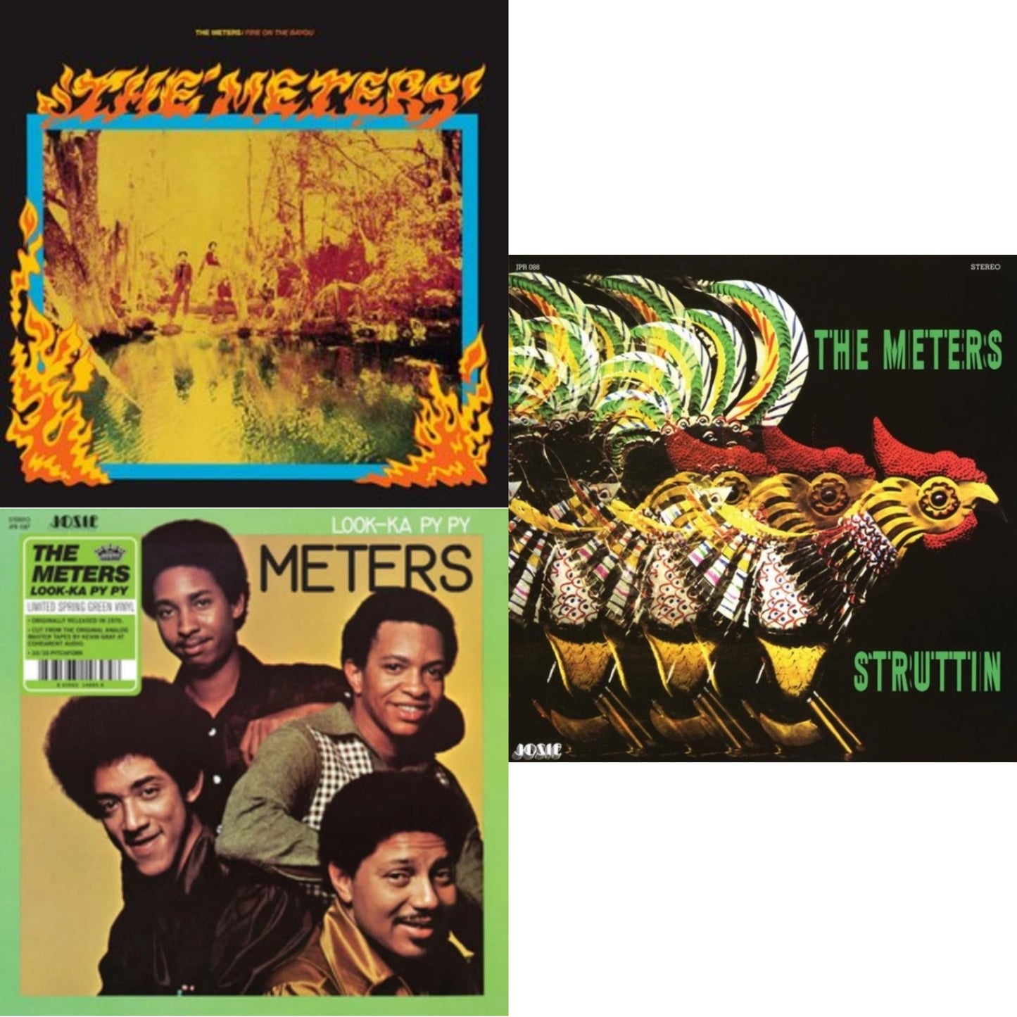 This is a 3 LP Vinyl SKU bundle.
1.This LP Vinyl is brand new.Format: LP VinylMusic Style: Bayou FunkThis item's title is: Fire On The BayouArtist: MetersLabel: RHINO/WARNER BROS.Barcode: 081227955939Release Date: 2/10/2015
2.This LP Vinyl is brand new.