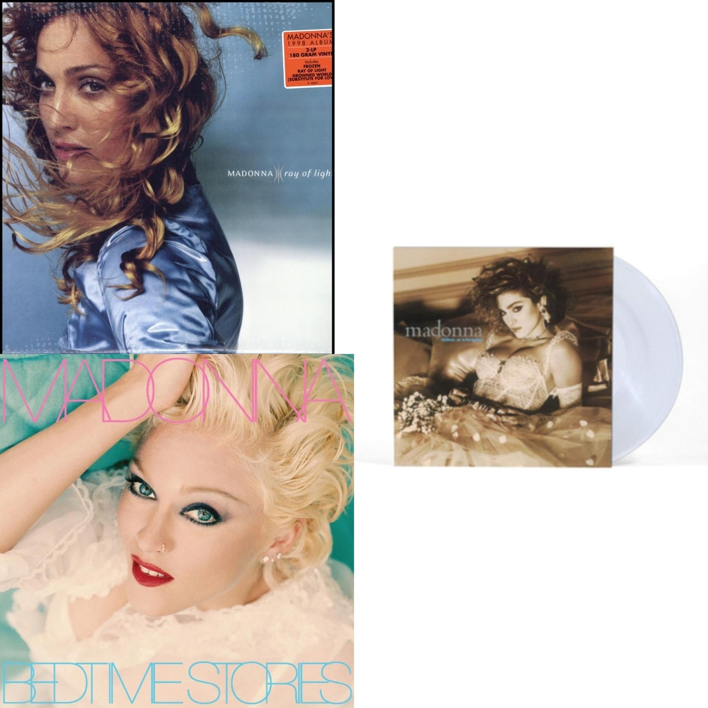Ray Of Light (2LP/180G) & Bedtime Stories (The Silver Collection) (Silver LP Vinyl) & Like A Virgin (Clear LP Vinyl)