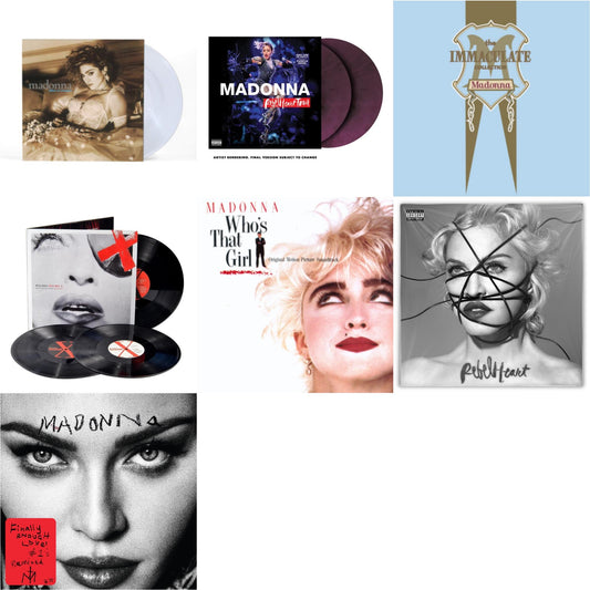 This is a 7 LP Vinyl SKU bundle.
1.This LP Vinyl is brand new.Format: LP VinylMusic Style: Dance-popThis item's title is: Rebel Heart Tour (X) (Purple Galaxy Swirl Vinyl/2LP)Artist: MadonnaLabel: MERCURY STUDIOSBarcode: 602445230662Release Date: 9/9/2022
2.This LP Vinyl is brand new.