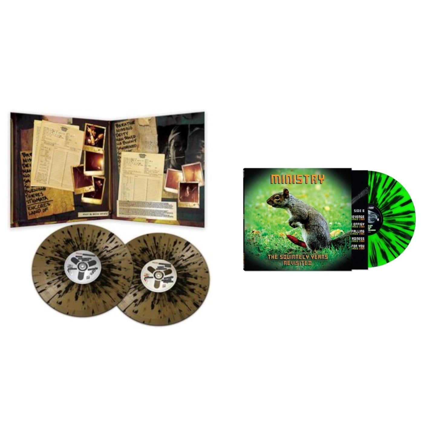 Live Necronomicon (Black & Gold Splatter Vinyl/2LP) & Squirrely Years Revisited (Green & Black Splatter LP Vinyl)