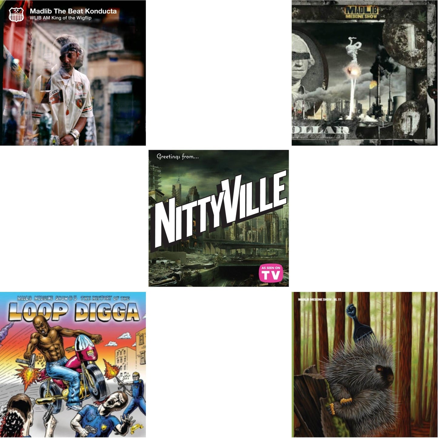 Wlib Am: King Of The Wigflip & Medicine Show No. 5 - History Of The Loop Digga: 1990-2000 (2LP/Sky Blue Vinyl) (I) & Channel 85 Presents Nittyville: Season 1 & Before The Verdict (Gold Vinyl/2LP) & Low Budget High Fi Music (Color LP Vinyl)