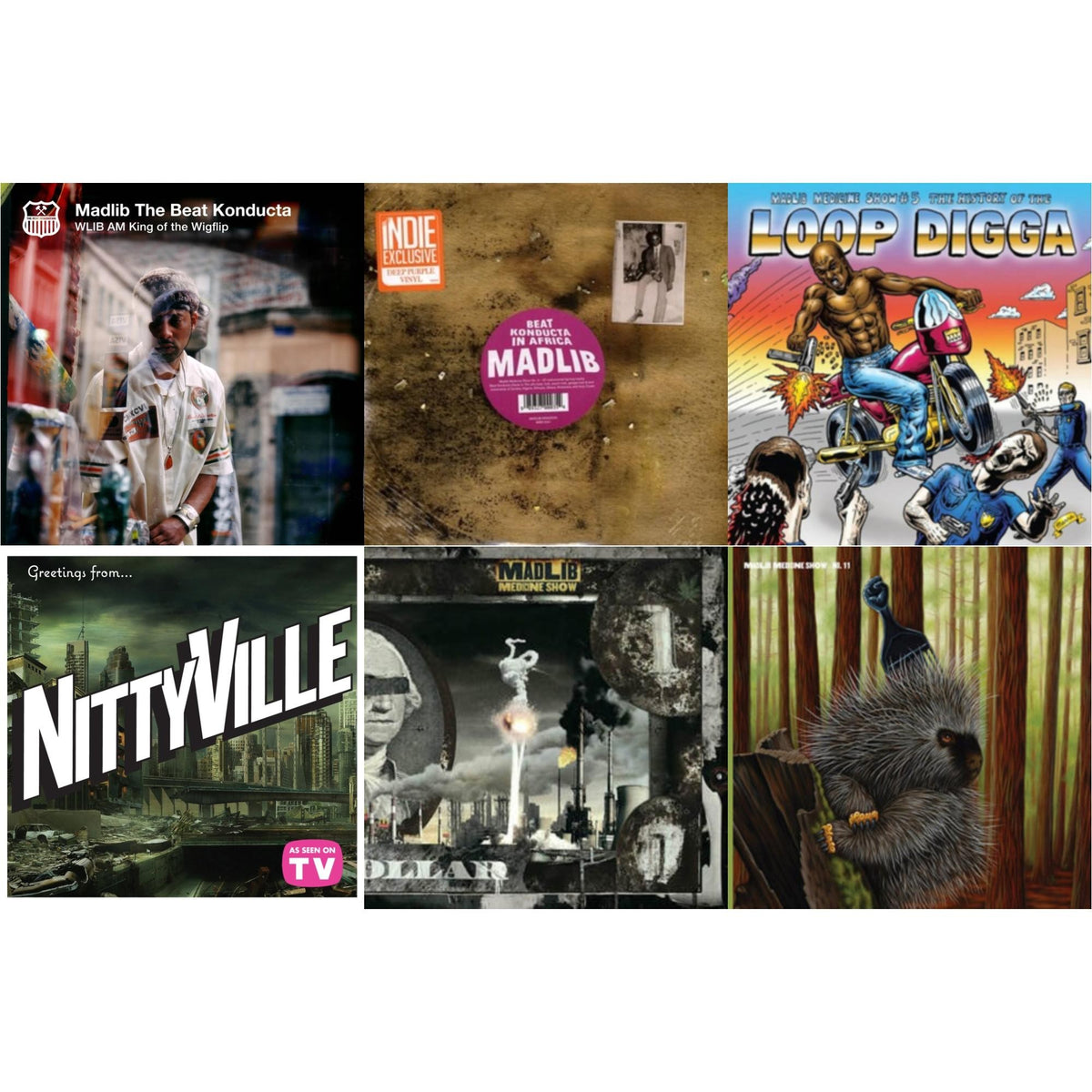 Wlib Am: King Of The Wigflip & Medicine Show #3 - Beat Konducta In Africa (2LP/Deep Purple Vinyl) (I) & Medicine Show No. 5 - History Of The Loop Digga: 1990-2000 (2LP/Sky Blue Vinyl) (I) & Channel 85 Presents Nittyville: Season 1