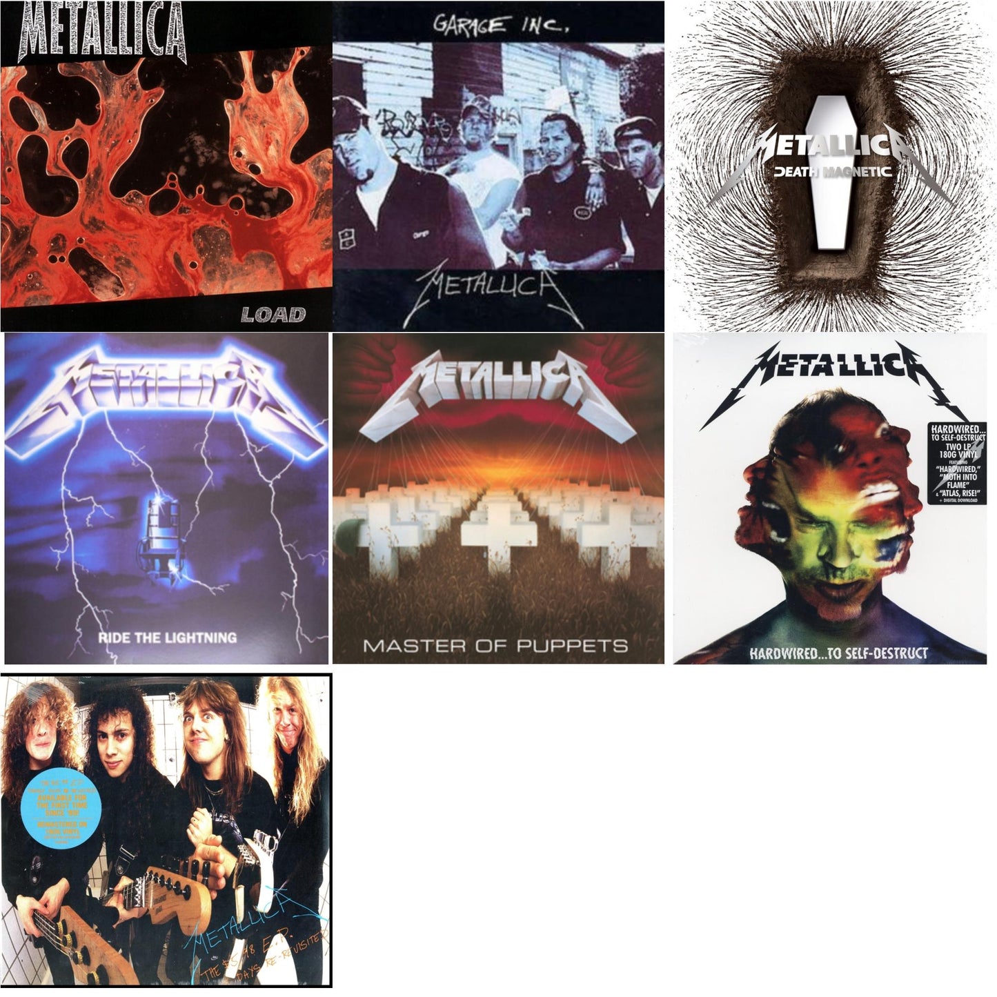 Load & Garage Inc. & Death Magnetic & Ride The Lightning (180G) & Master Of Puppets (Remastered) & Hardwired To Self-Destruct (2LP/180G/Dl Card) & $5.98 Ep: Garage Days Re-Revisited (Remastered)