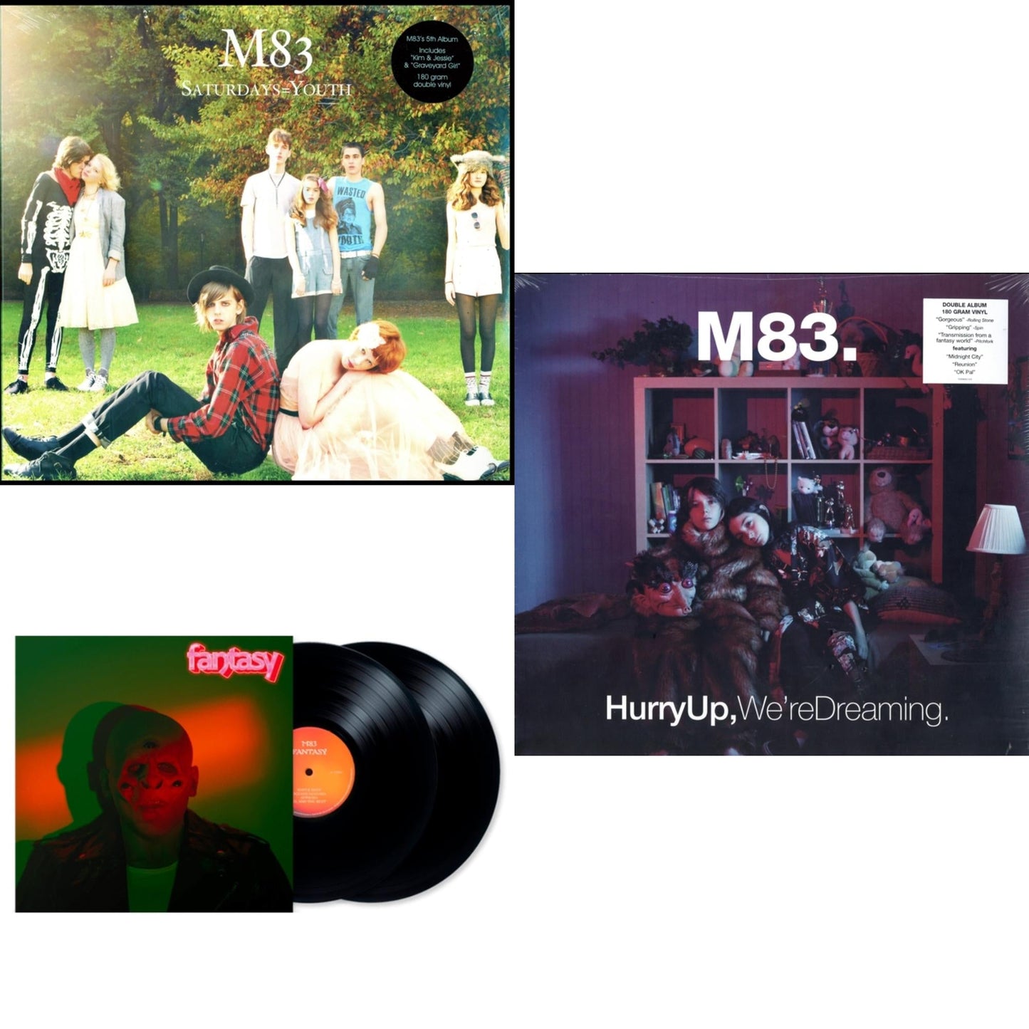 This is a 3 LP Vinyl SKU bundle.
1.This LP Vinyl is brand new.Format: LP VinylMusic Style: Synth-popThis item's title is: Saturdays = YouthArtist: M83Label: MUTEBarcode: 724596962916Release Date: 11/20/2015
2.This LP Vinyl is brand new.