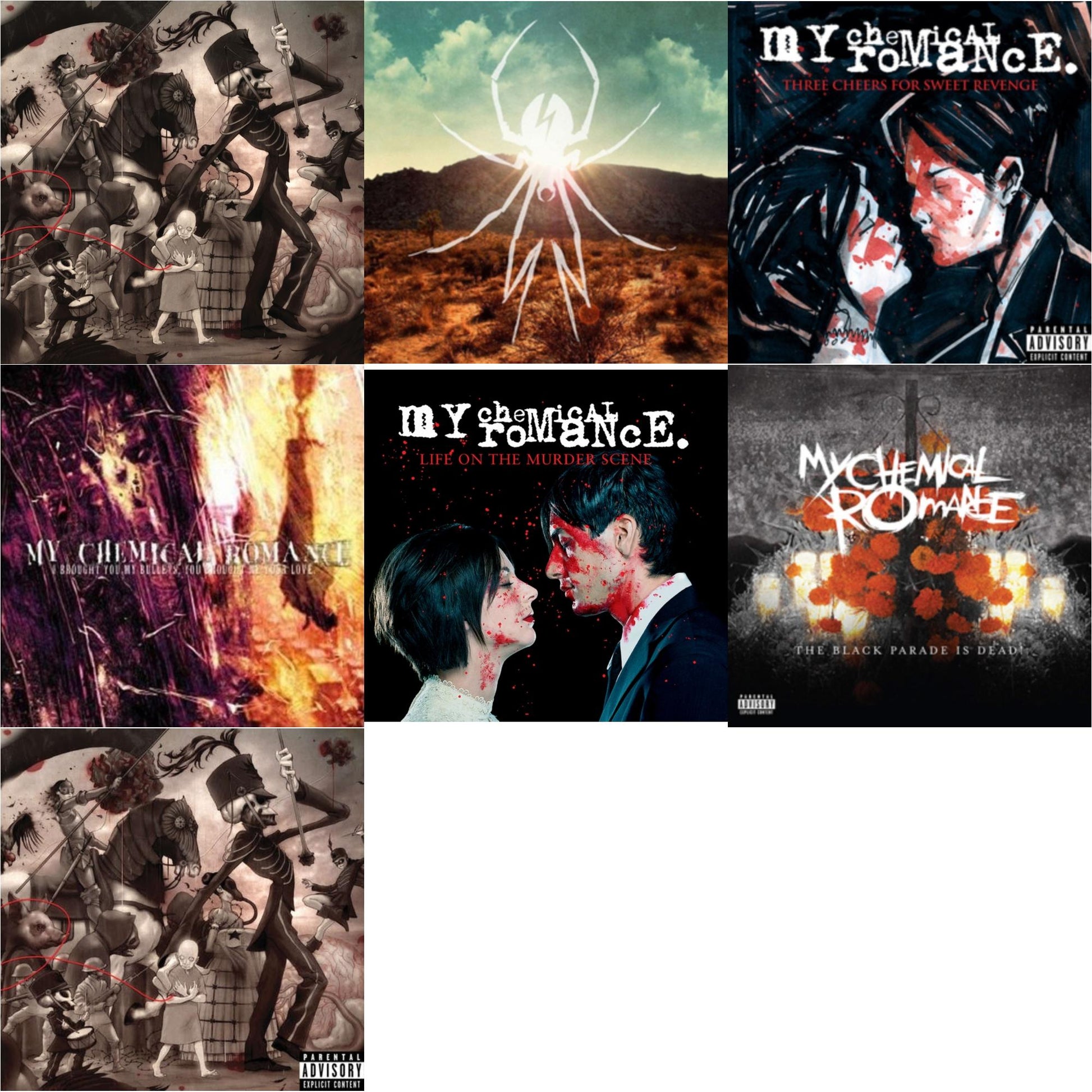 This is a 7 LP Vinyl SKU bundle.
1.This LP Vinyl is brand new.Format: LP VinylMusic Style: Pop PunkThis item's title is: Life On The Murder SceneArtist: My Chemical RomanceLabel: REPRISEBarcode: 093624894780Release Date: 2/12/2021
2.This LP Vinyl is brand new.