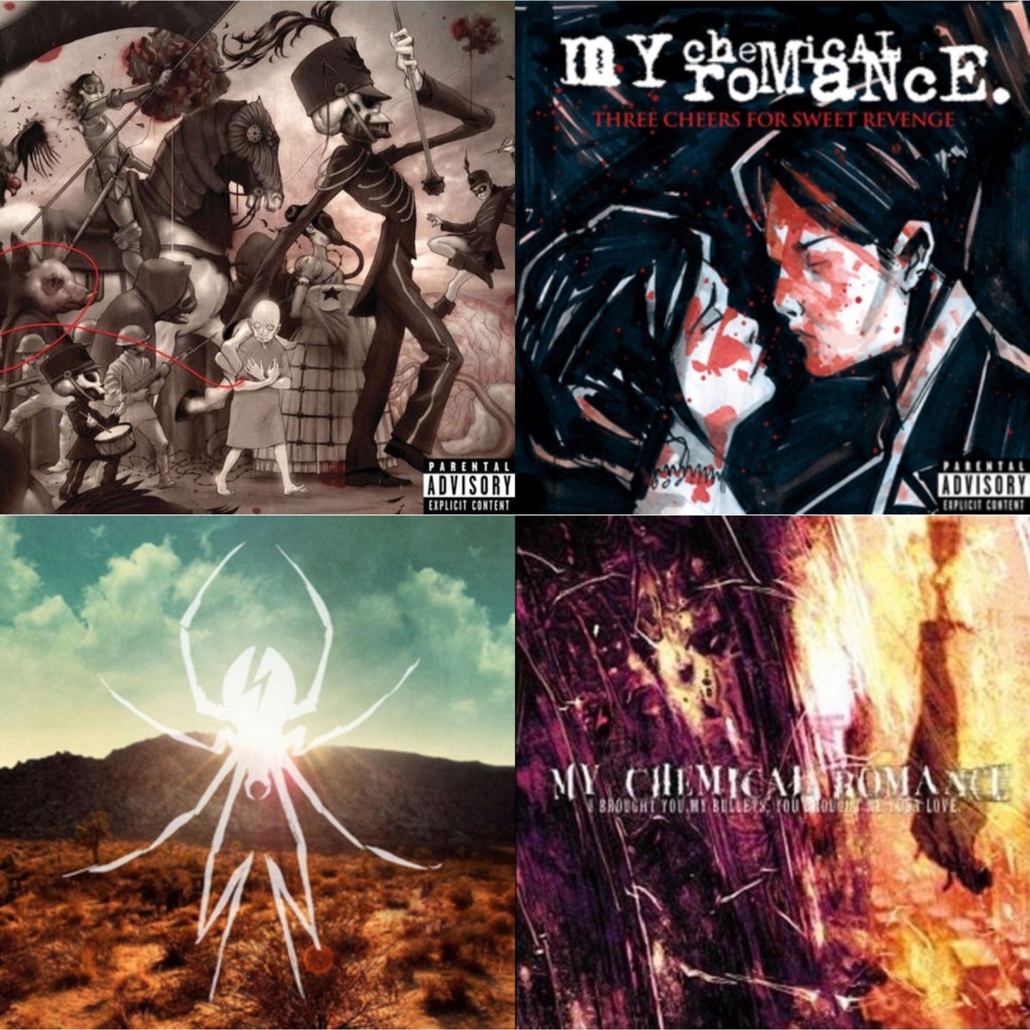 This is a 4 LP Vinyl SKU bundle.
1.This LP Vinyl is brand new.Format: LP VinylMusic Style: EmoThis item's title is: I Brought You My Bullets You Brought Me Your LoveArtist: My Chemical RomanceLabel: REPRISEBarcode: 093624926184Release Date: 10/9/2015
2.This LP Vinyl is brand new.