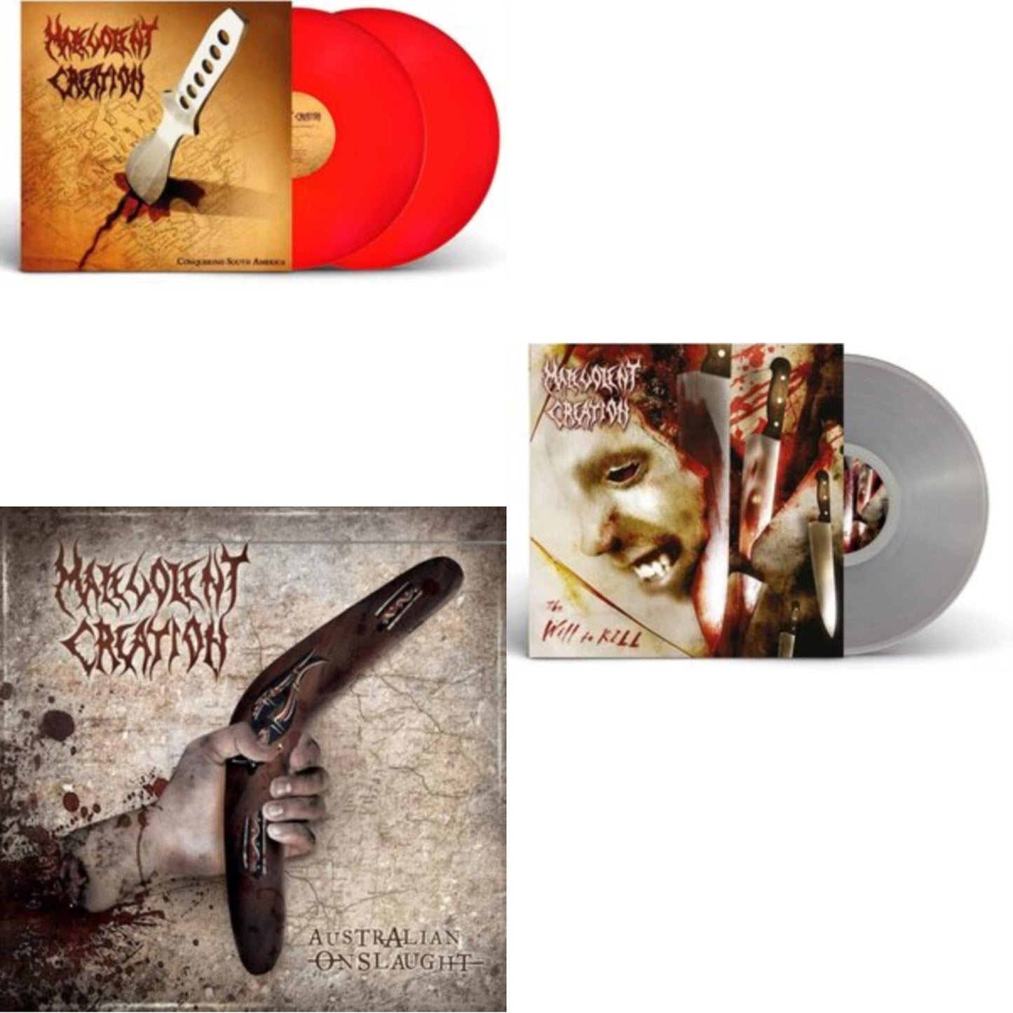 Australian Onslaught & Will To Kill (Clear LP Vinyl) & Conquering South America (Red LP Vinyl)