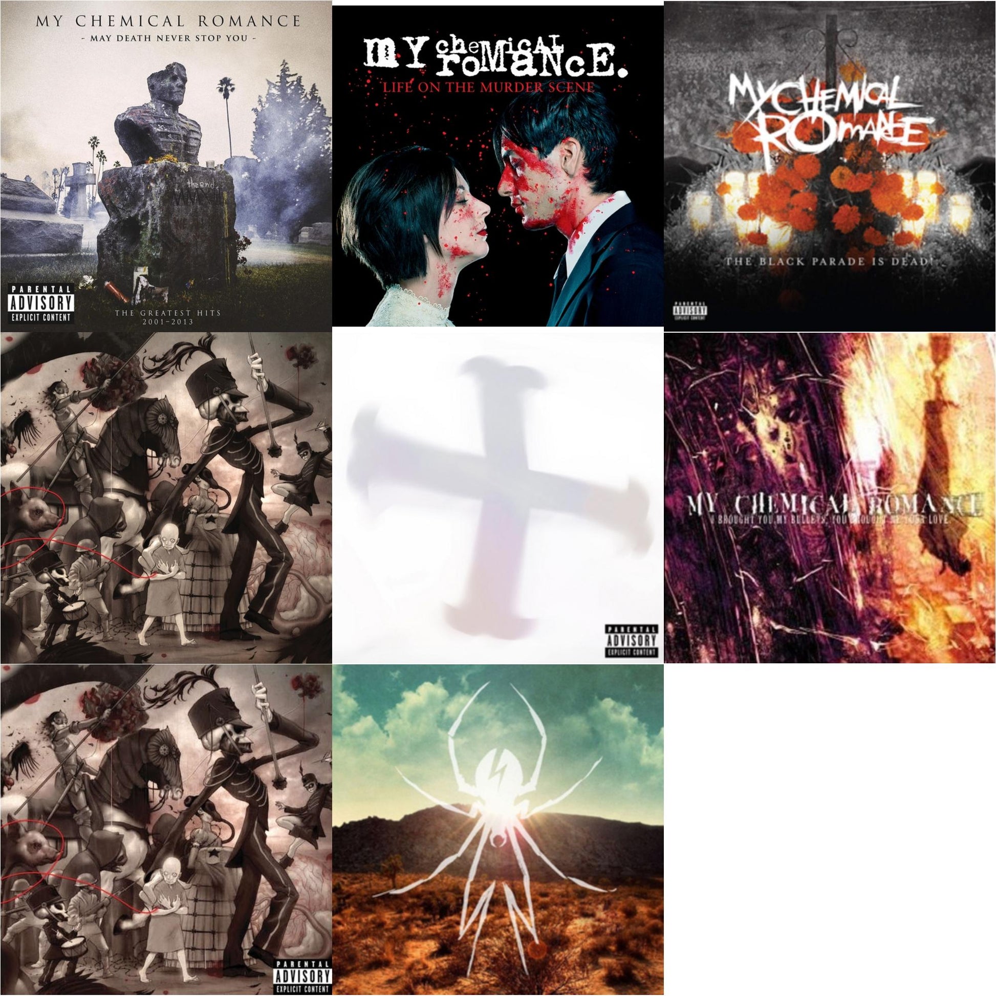 This is a 8 LP Vinyl SKU bundle.
1.This LP Vinyl is brand new.Format: LP VinylMusic Style: PunkThis item's title is: May Death Never Stop You (X) (2LP)Artist: My Chemical RomanceLabel: Reprise RecordsBarcode: 093624840695Release Date: 9/27/2024
2.This LP Vinyl is brand new.