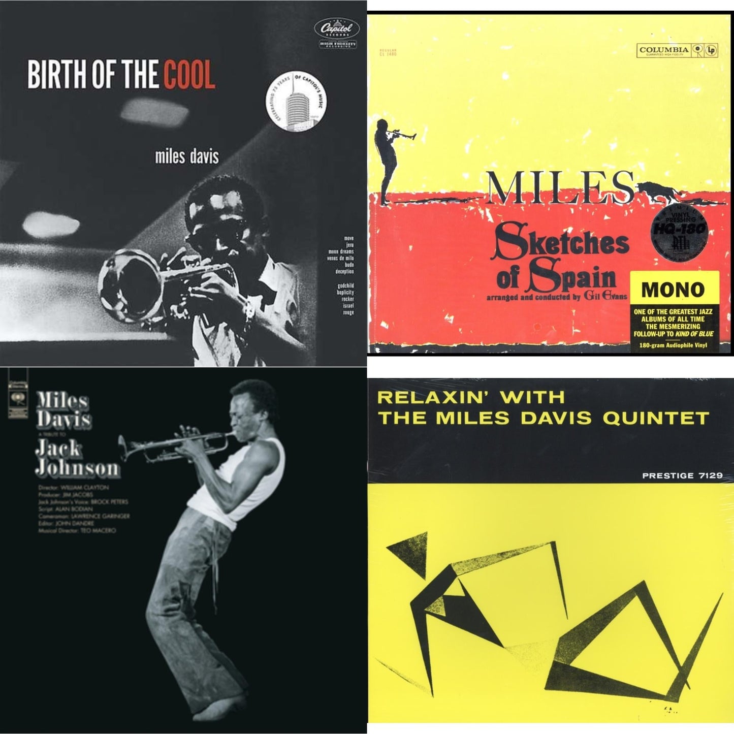 Relaxin With The Miles Davis Quintet & Tribute To Jack Johnson (140G/Dl Insert) & Birth Of The Cool & Sketches Of Spain (Mono)