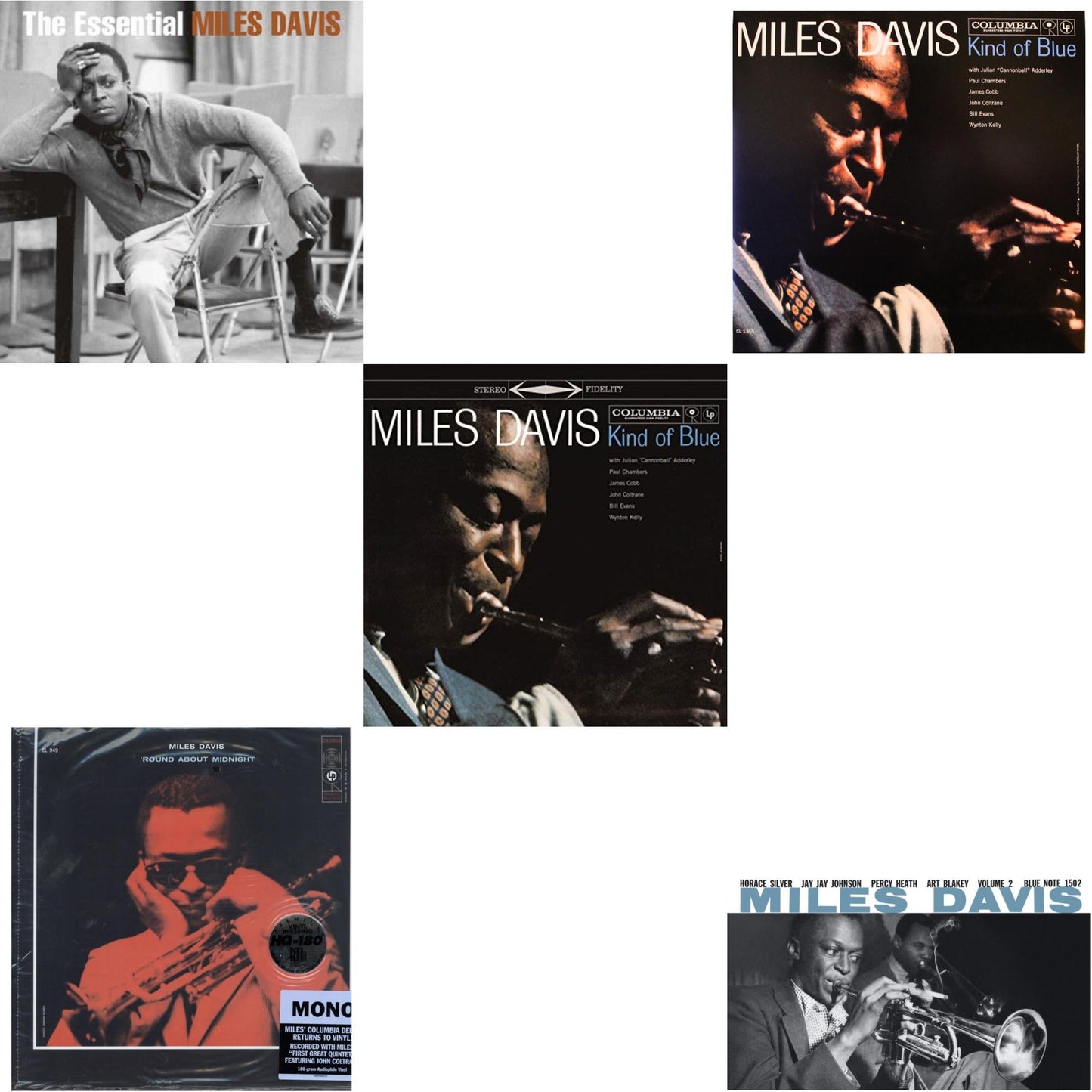 Volume 2 (Blue Note Classic LP Vinyl Series) & Kind Of Blue (180G) & Round About Midnight (180G/Mono) & Kind Of Blue (Mono) & Essential Miles Davis (2LP)