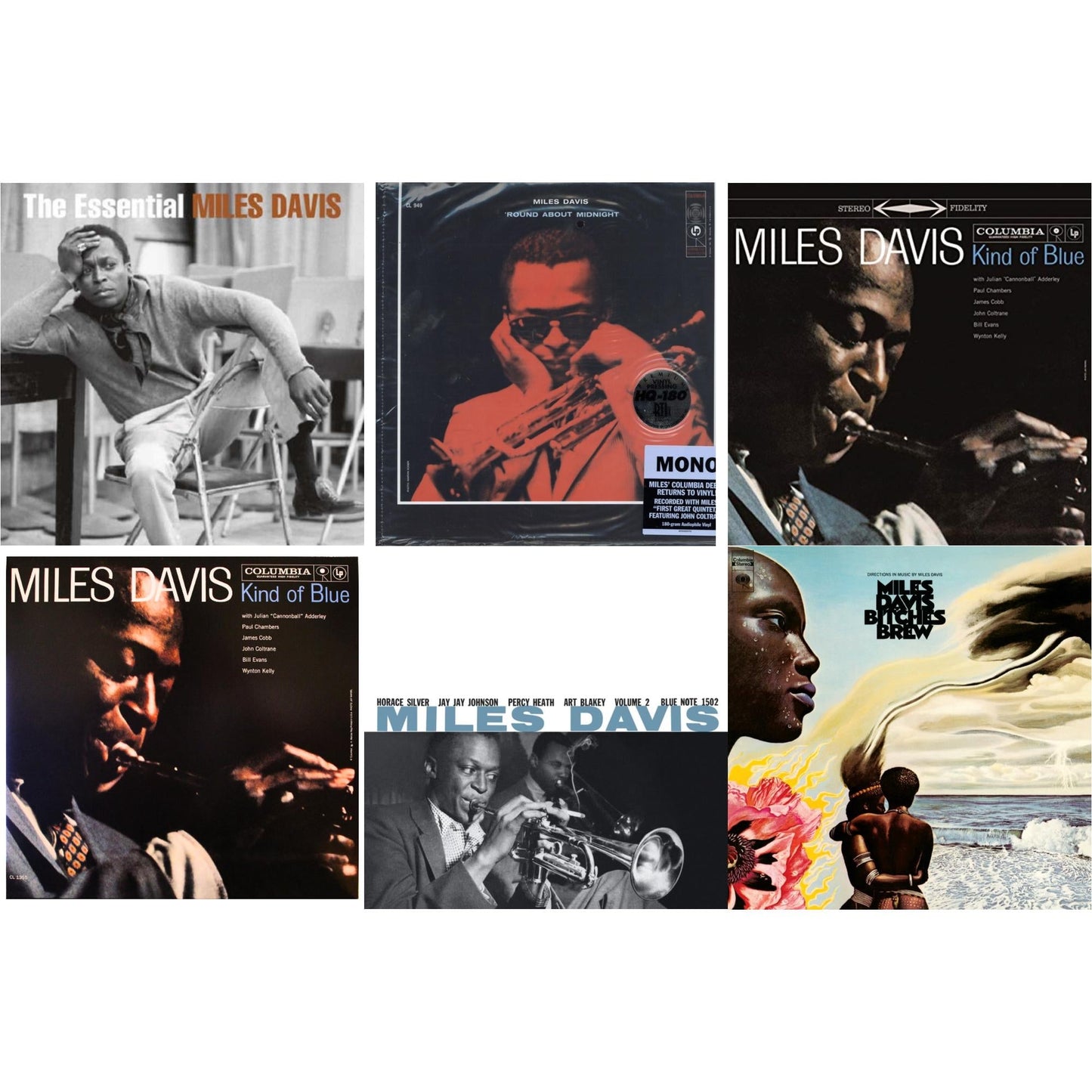 Bitches Brew (2LP/140G) & Volume 2 (Blue Note Classic LP Vinyl Series) & Kind Of Blue (180G) & Round About Midnight (180G/Mono) & Kind Of Blue (Mono) & Essential Miles Davis (2LP)