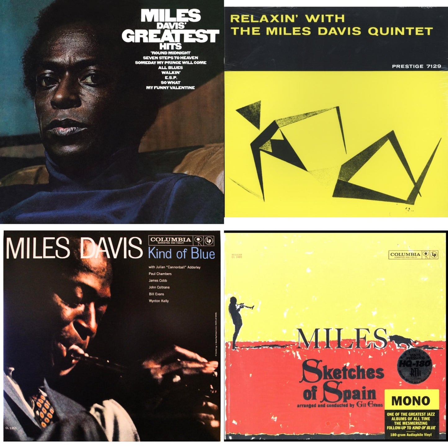 Relaxin With The Miles Davis Quintet & Sketches Of Spain (Mono) & Kind Of Blue (Mono) & Greatest Hits (1969) (150G/Dl Code)