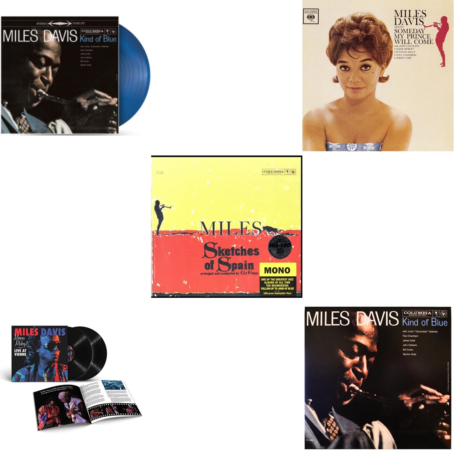 Kind Of Blue (Blue LP Vinyl/Dl Code) & Merci, Miles! Live At Vienne (2LP) & Sketches Of Spain (Mono) & Someday My Prince Will Come (180G) & Kind Of Blue (Mono)