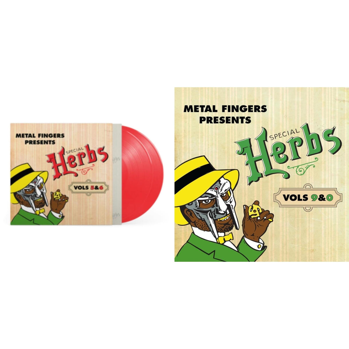 Metal Fingers Presents: Special Herbs Vol. 5 & 6 (2LP/Apple Red Vinyl) & Metal Fingers Presents: Special Herbs Vol. 9 & 0 (2LP/Evergreen Vinyl)