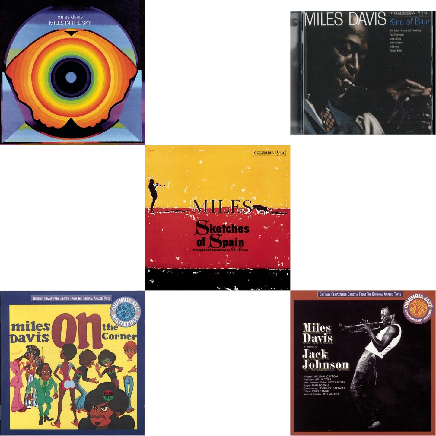 Kind Of Blue & Sketches Of Spain & On The Corner & Miles In The Sky & Tribute To Jack Johnson