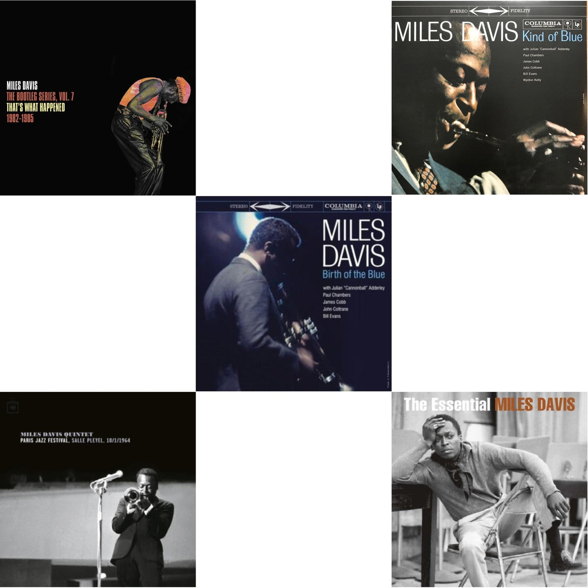Bootleg Series Vol. 7: That’S What Happened 1982-1985 (2LP/White Vinyl) & Paris Jazz Festival, Salle Playel 10/1/1964 (2LP) & Birth Of The Blue (180G) & Kind Of Blue (180G) & Essential Miles Davis (2LP)
