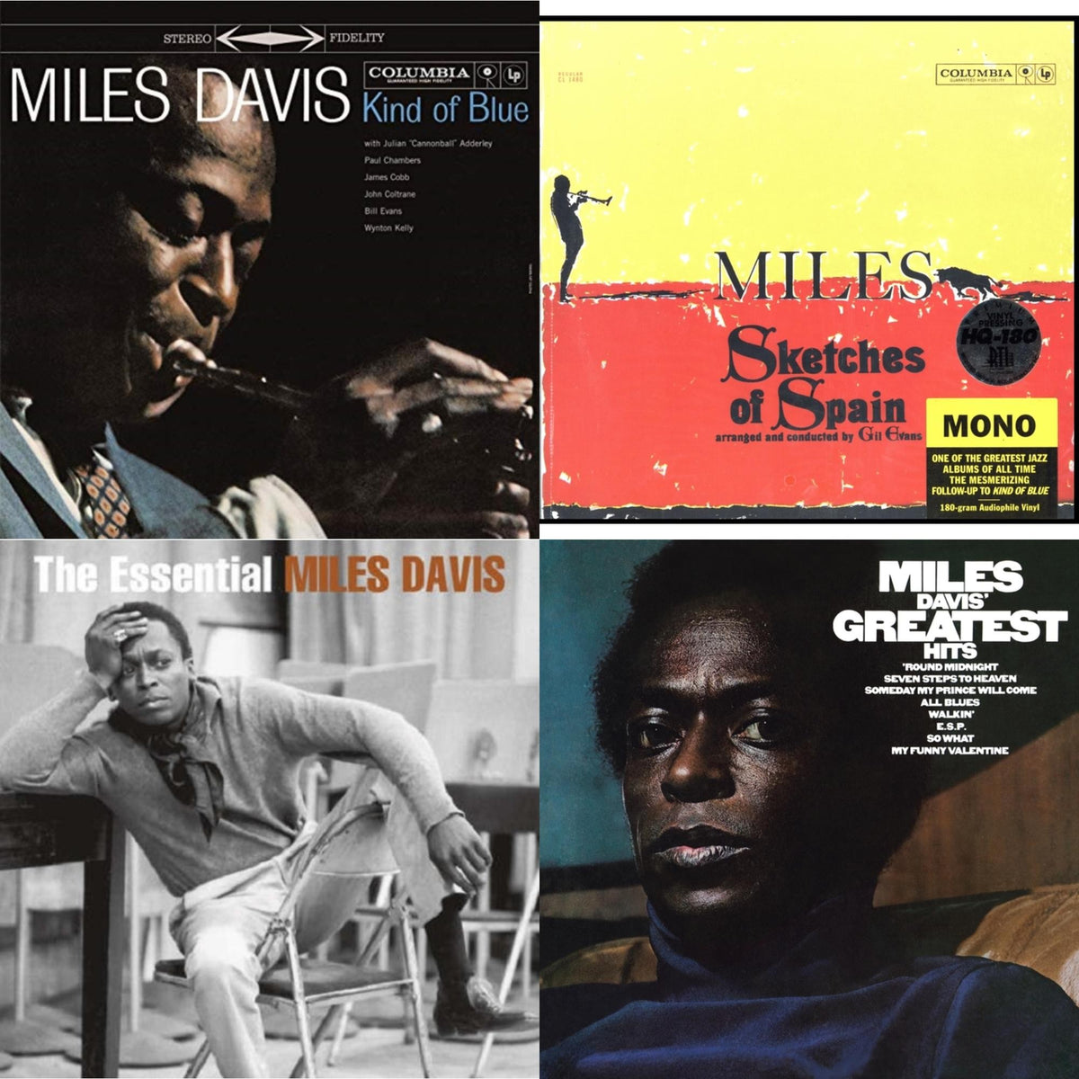 Kind Of Blue (180G) & Sketches Of Spain (Mono) & Essential Miles Davis (2LP) & Greatest Hits (1969) (150G/Dl Code)