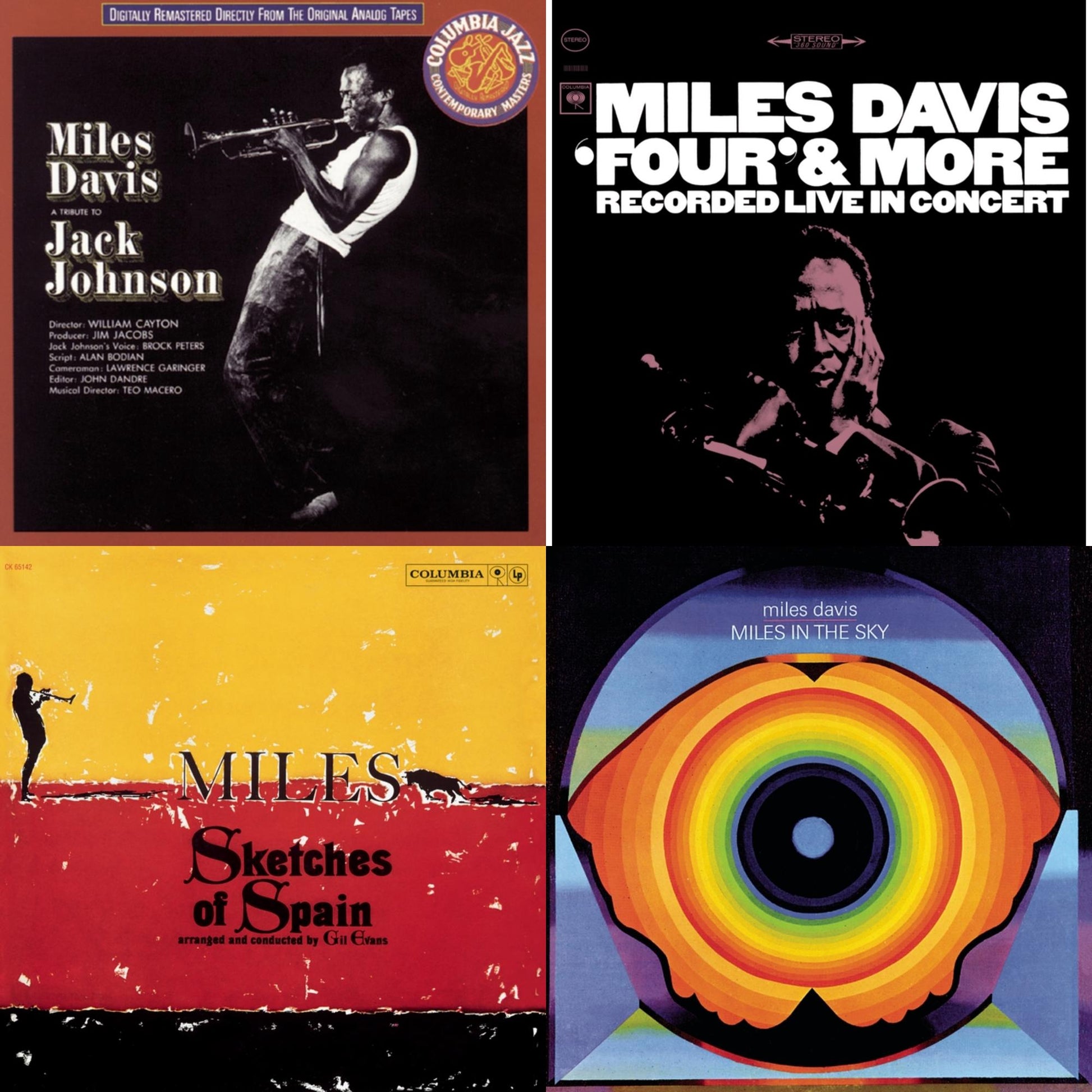 This is a 4 CD SKU bundle.
1.This CD is brand new.Format: CDMusic Style: Post BopThis item's title is: Sketches Of SpainArtist: Miles DavisLabel: LEGACYBarcode: 074646514221Release Date: 9/23/1997
2.This CD is brand new.