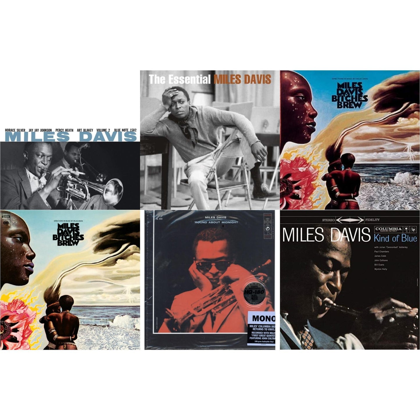 Bitches Brew (2LP/140G) & Volume 2 (Blue Note Classic LP Vinyl Series) & Kind Of Blue (180G) & Round About Midnight (180G/Mono) & Bitches Brew & Essential Miles Davis (2LP)