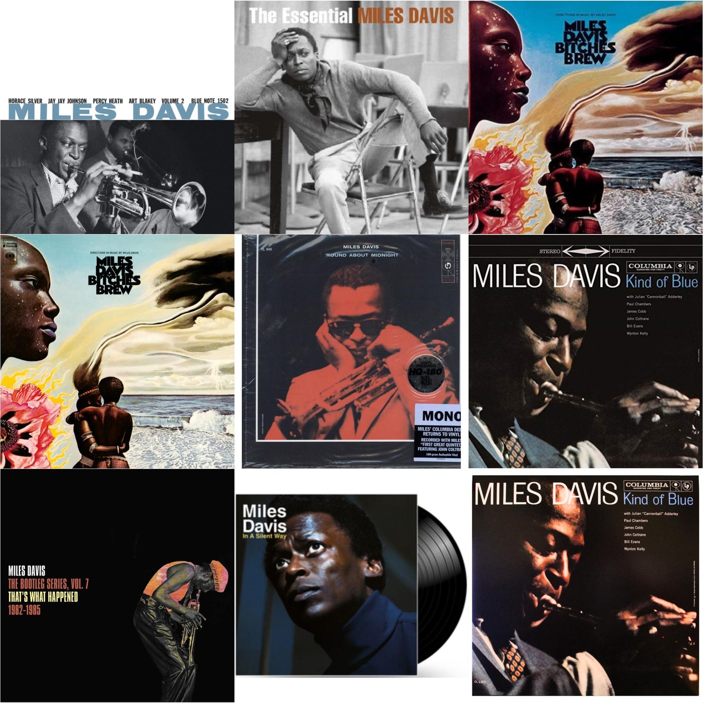 Miles Davis - Bitches Brew (2LP/140G) & Bootleg Series Vol. 7: That’S What Happened 1982-1985 (2LP/White Vinyl) & Volume 2 (Blue Note Classic LP Vinyl Series) & Kind Of Blue (180G) & Round About Midnight (180G/Mono) & Bitches Brew & In A Silent Way &