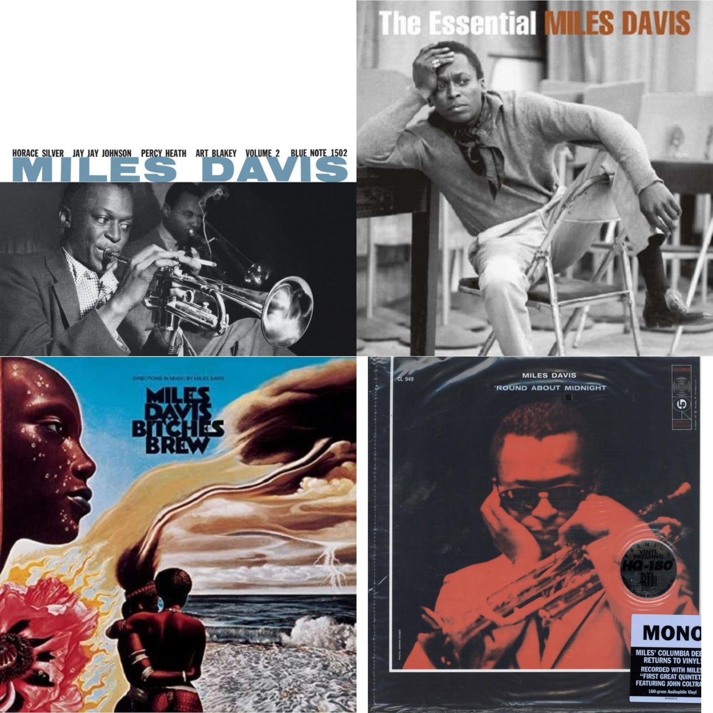 Volume 2 (Blue Note Classic LP Vinyl Series) & Round About Midnight (180G/Mono) & Bitches Brew & Essential Miles Davis (2LP)