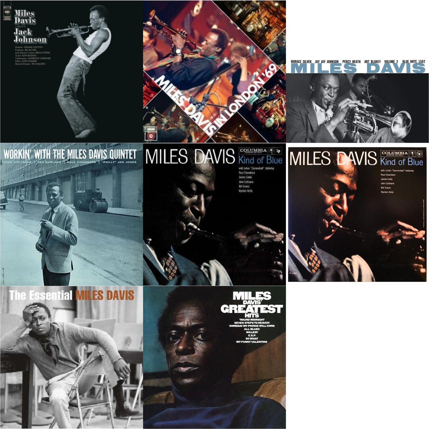 Miles Davis - Tribute To Jack Johnson (140G/Dl Insert) & Live At Ronnie Scott's 1969 & Volume 2 (Blue Note Classic LP Vinyl Series) & Workin With The Miles Davis Quintet & Kind Of Blue & Kind Of Blue (Mono) & Essential Miles Davis (2LP) & Greatest