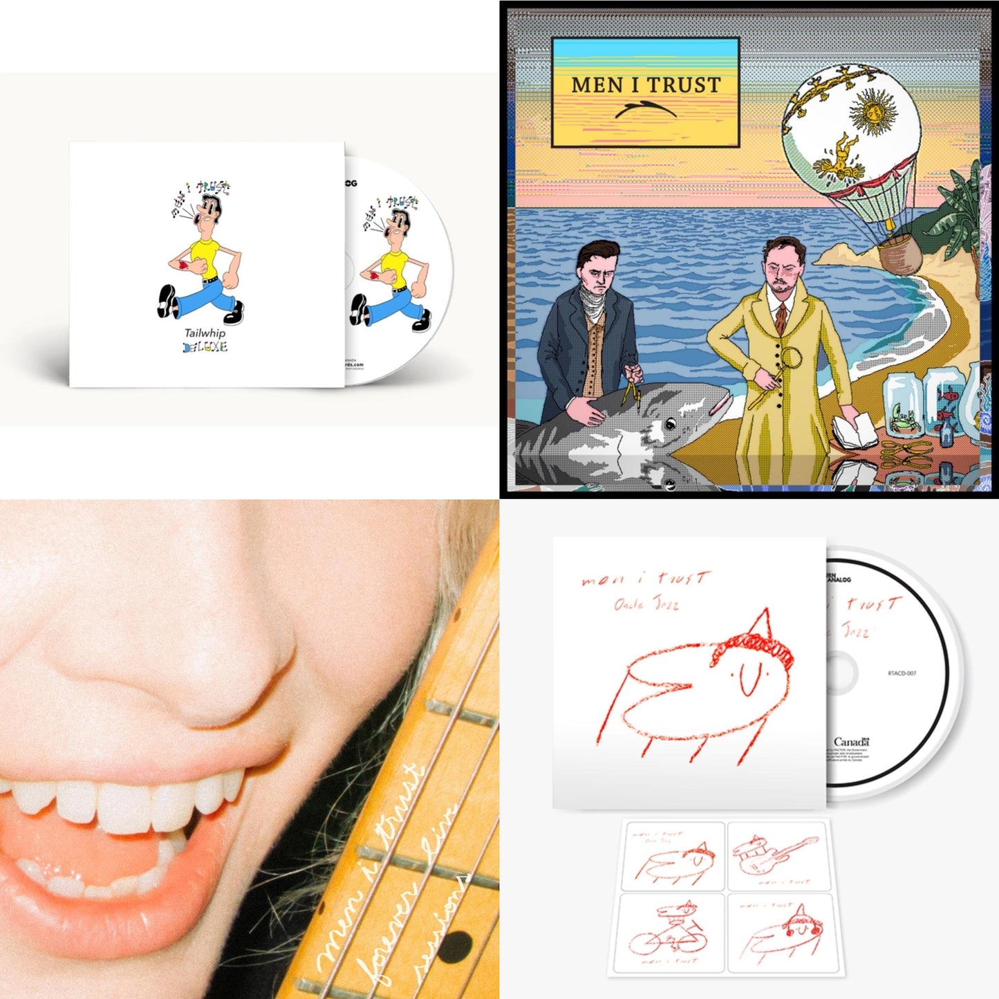 This is a 4 CD SKU bundle.
1.This CD is brand new.Format: CDMusic Style: DowntempoThis item's title is: Tailwhip (Deluxe)Artist: Men I TrustLabel: Return To AnalogBarcode: 722056180429Release Date: 8/19/2017
2.This CD is brand new.