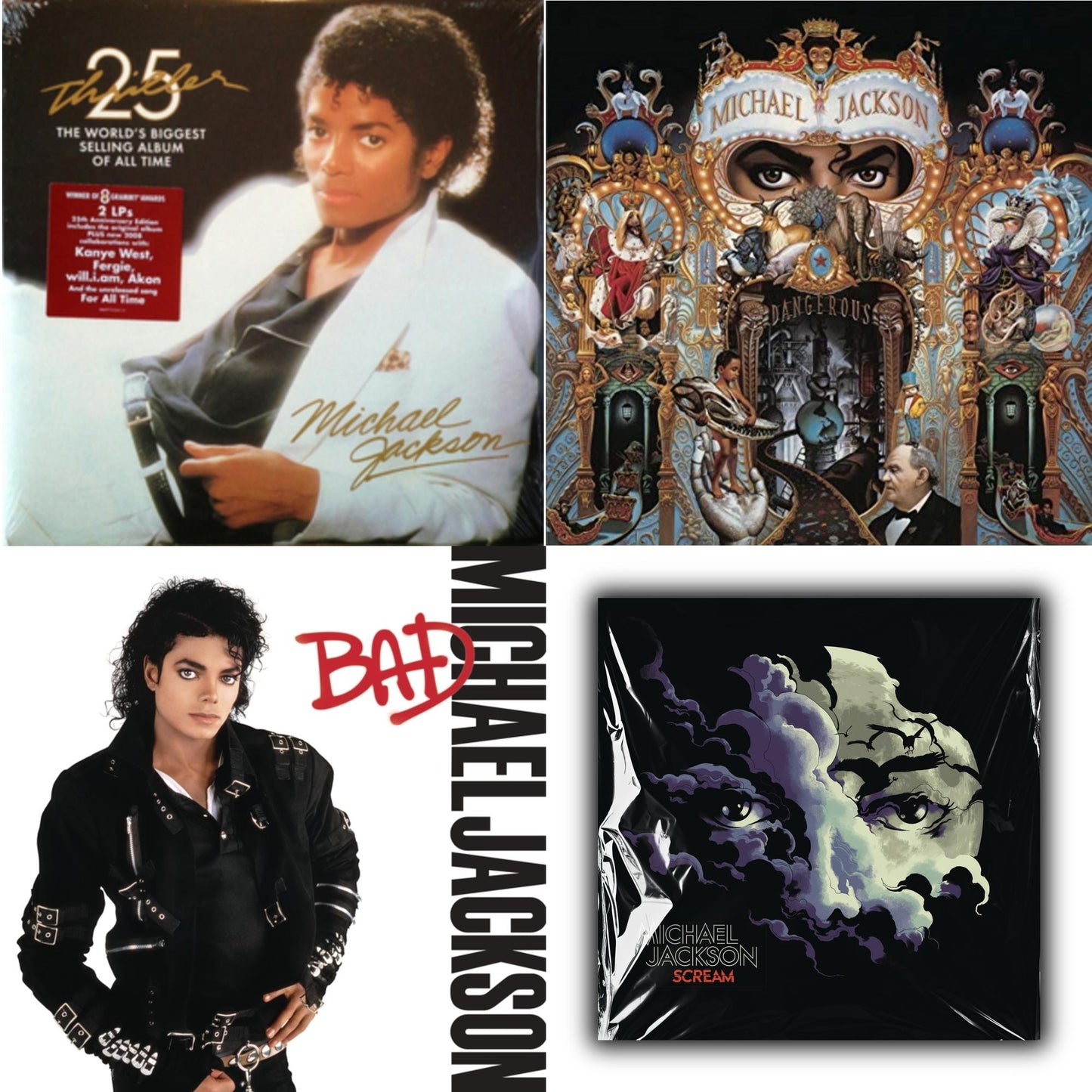 Thriller (25Th Anniversary Edition/2LP/180G/Gatefold) & Dangerous (180G/2LP) & Bad (140G/Gatefold) & Michael Jackson - Scream (2LP) (New LP Vinyl)