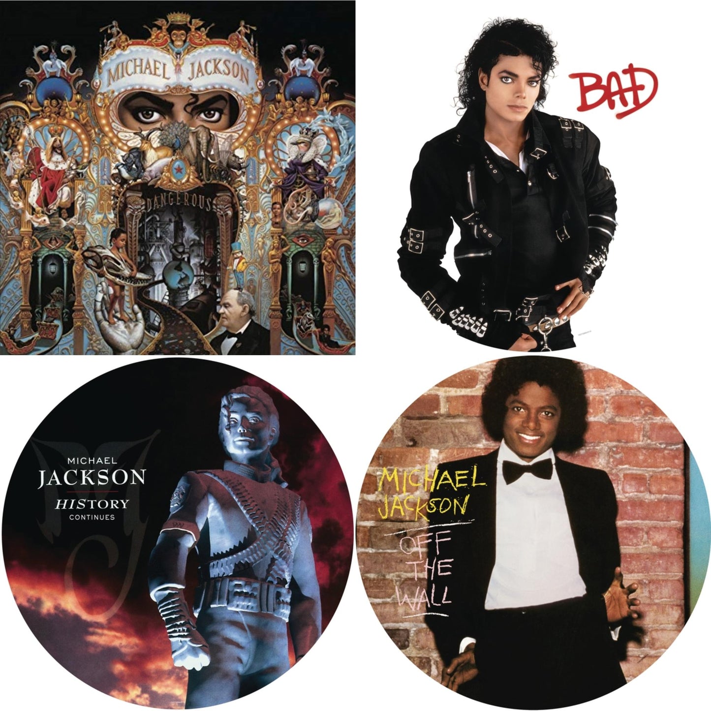 This is a 4 LP Vinyl SKU bundle.
1.This LP Vinyl is brand new.Format: LP VinylMusic Style: DiscoThis item's title is: Off The Wall (Picture Disc)Artist: Michael JacksonLabel: LEGACY/ EPICBarcode: 190758664118Release Date: 8/24/2018
2.This LP Vinyl is brand new.