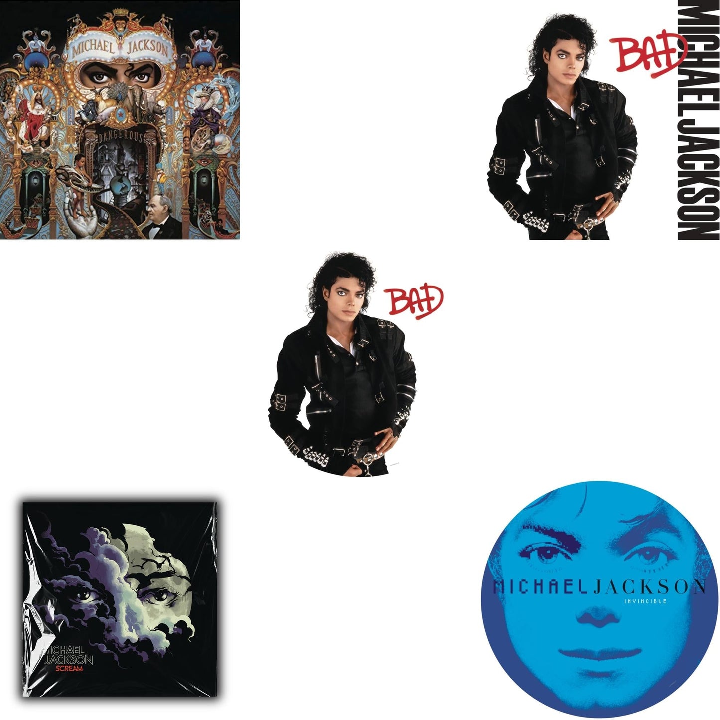 Bad (Picture Disc) & Invincible (2LP/Picture Disc) & Dangerous (180G/2LP) & Bad (140G/Gatefold) & Michael Jackson - Scream (2LP) (New LP Vinyl)