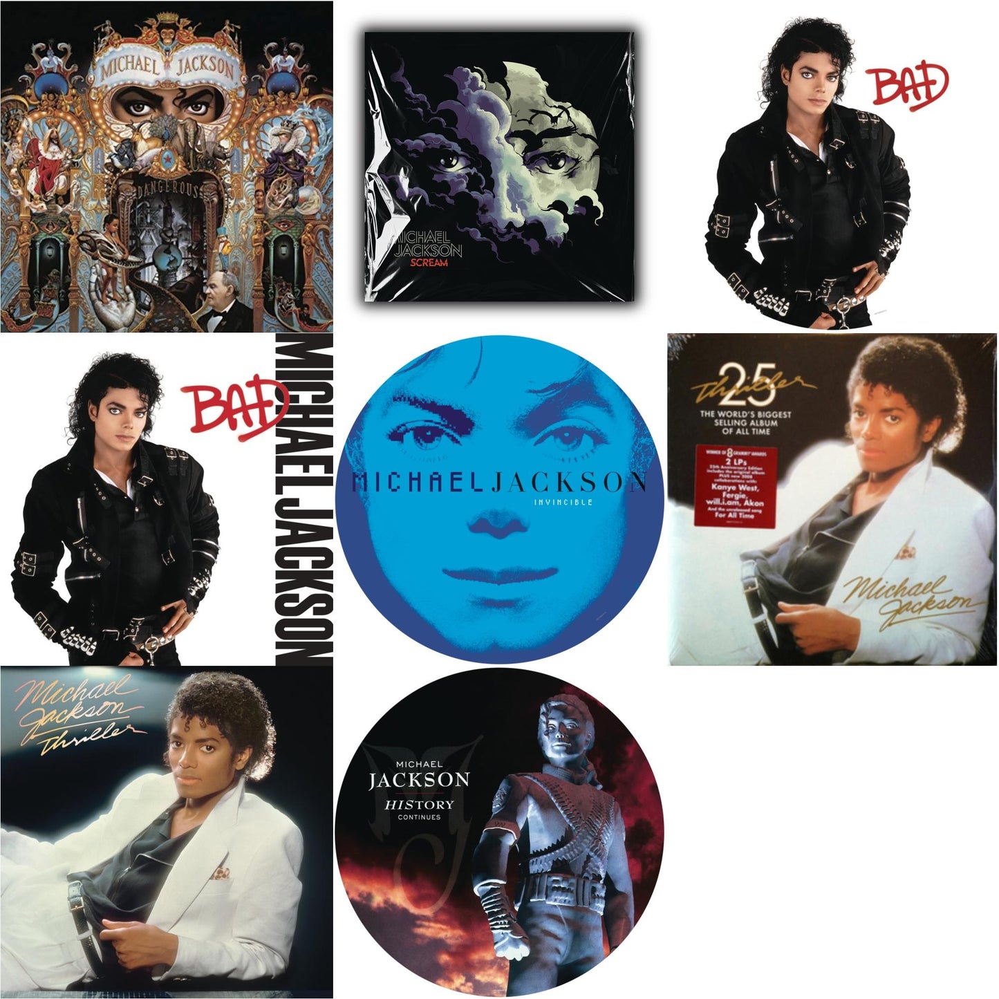 This is a 8 LP Vinyl SKU bundle.
1.This LP Vinyl is brand new.Format: LP VinylMusic Style: Pop RapThis item's title is: Dangerous (180G/2LP)Artist: Michael JacksonLabel: LEGACY/ EPICBarcode: 888751209312Release Date: 11/20/2015
2.