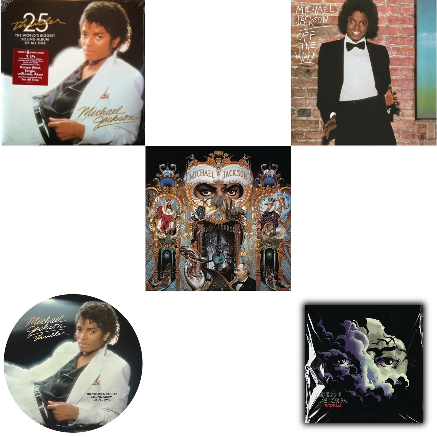 Thriller (25Th Anniversary Edition/2LP/180G/Gatefold) & Thriller (Picture Disc) & Dangerous (180G/2LP) & Off The Wall (140G/Gatefold) & Michael Jackson - Scream (2LP) (New LP Vinyl)