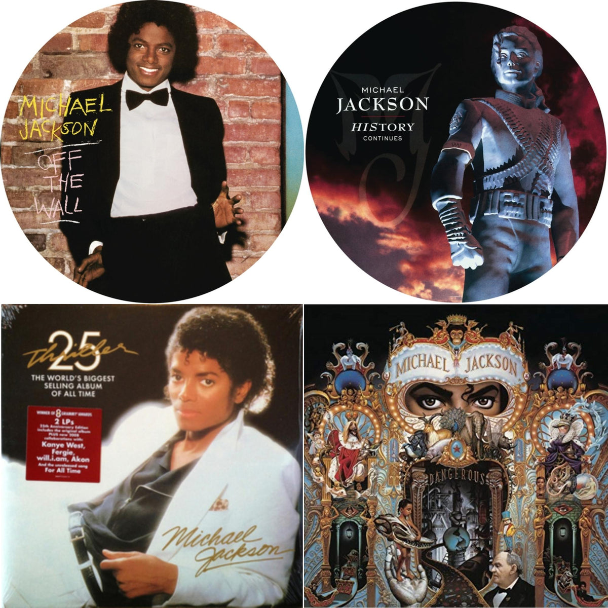 Off The Wall (Picture Disc) & History: Continues (2LP/Picture Disc) & Thriller (25Th Anniversary Edition/2LP/180G/Gatefold) & Dangerous (180G/2LP)
