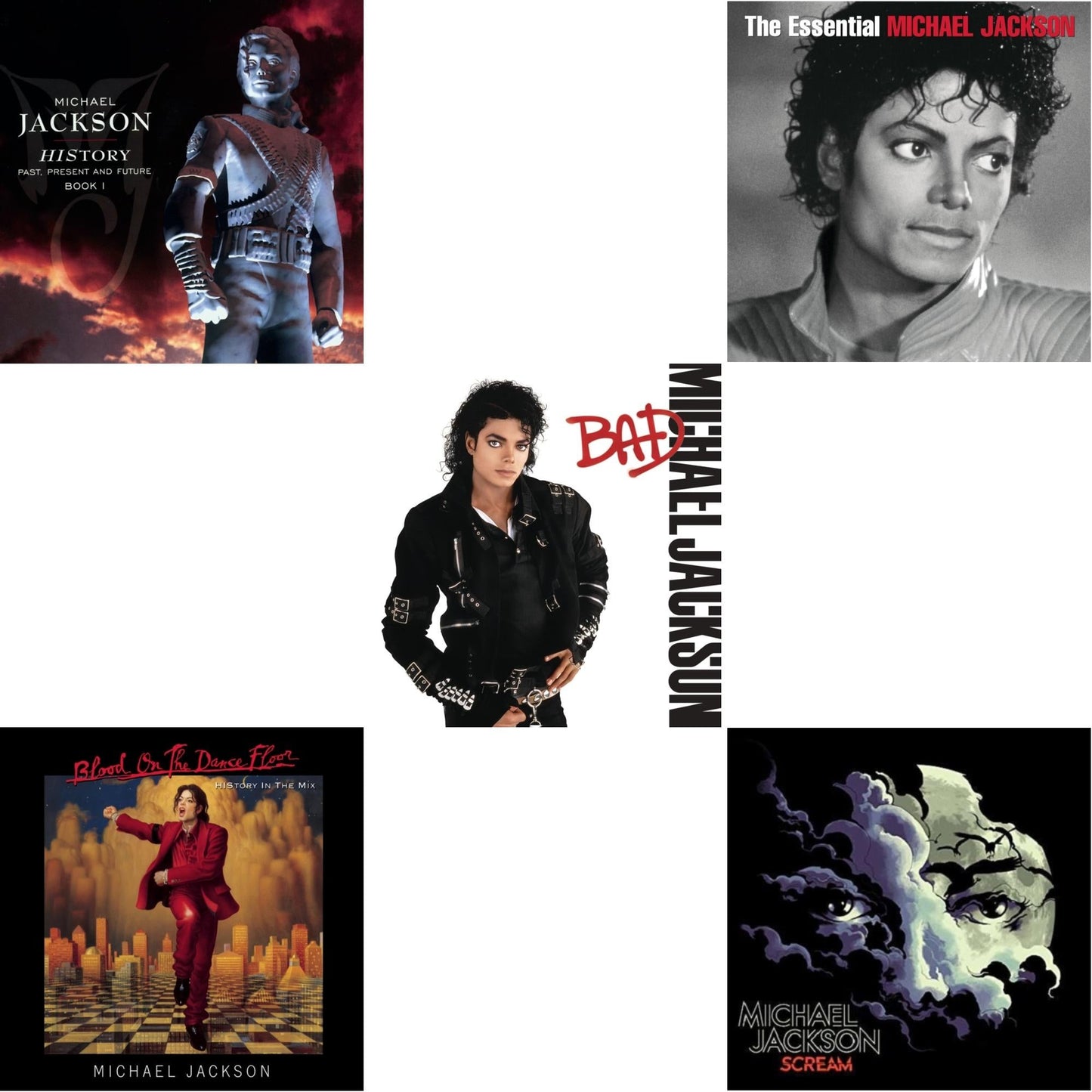 History: Past Present & Future Book 1 & Blood On The Dance Floor / History In The Mix & Bad & Essential Michael Jackson & Scream