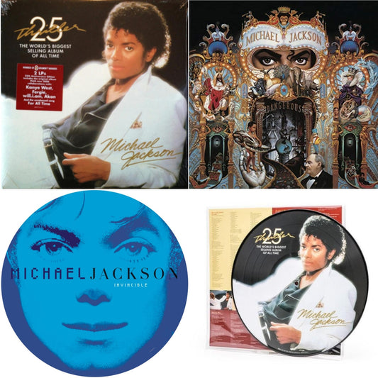 This is a 4 LP Vinyl SKU bundle.
1.This LP Vinyl is brand new.Format: LP VinylMusic Style: Contemporary R&BThis item's title is: Invincible (2LP/Picture Disc)Artist: Michael JacksonLabel: LEGACY/ EPICBarcode: 190758664613Release Date: 8/24/2018
2.This LP Vinyl is brand new.