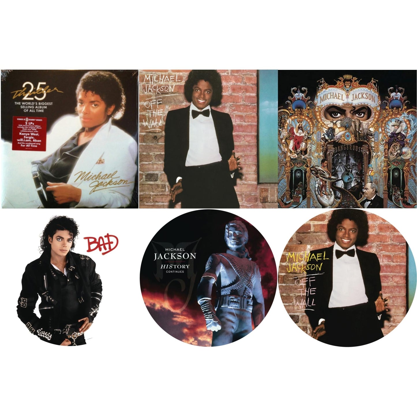 This is a 6 LP Vinyl SKU bundle.
1.This LP Vinyl is brand new.Format: LP VinylMusic Style: DiscoThis item's title is: Off The Wall (Picture Disc)Artist: Michael JacksonLabel: LEGACY/ EPICBarcode: 190758664118Release Date: 8/24/2018
2.This LP Vinyl is brand new.