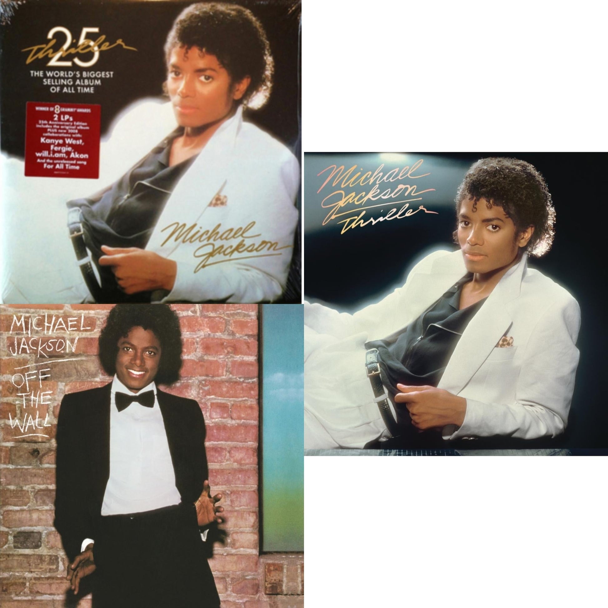 This is a 3 LP Vinyl SKU bundle.
1.This LP Vinyl is brand new.Format: LP VinylMusic Style: Pop RapThis item's title is: Thriller (25Th Anniversary Edition/2LP/180G/Gatefold)Artist: Michael JacksonLabel: LEGACYBarcode: 886972334417Release Date: 2/19/2008
2.This LP Vinyl is brand new.
