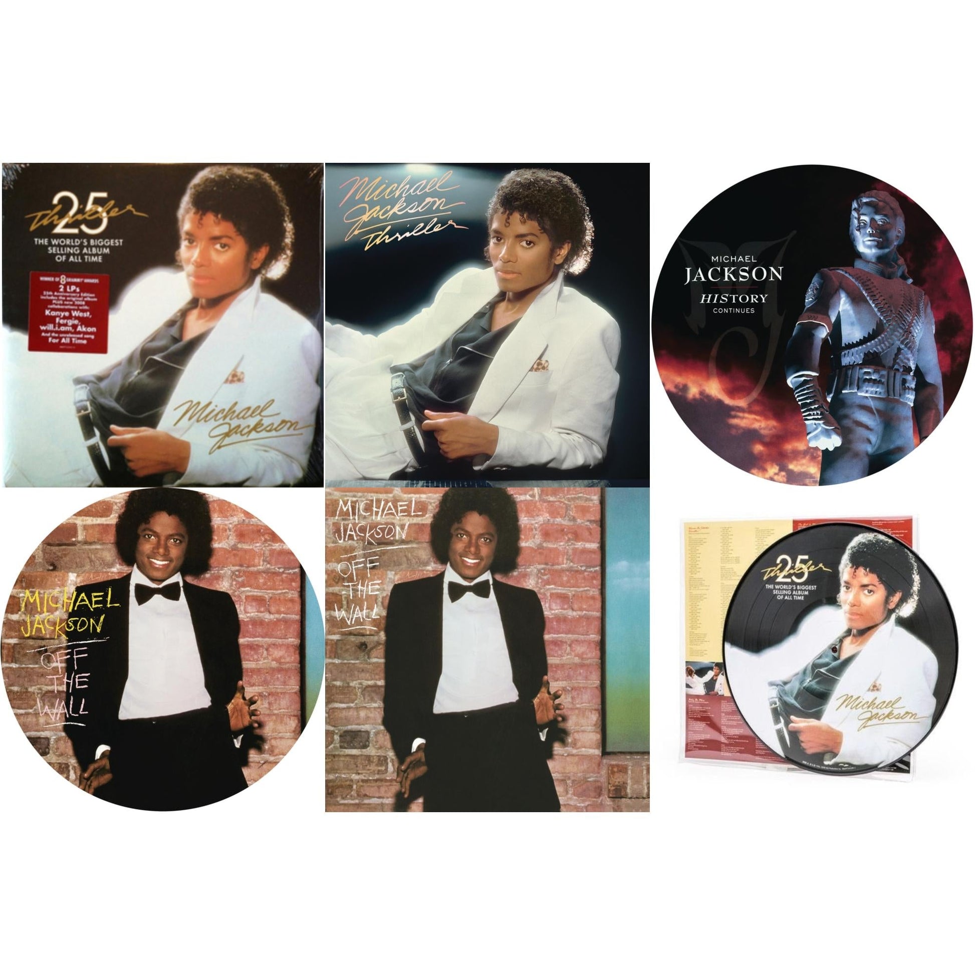 This is a 6 LP Vinyl SKU bundle.
1.This LP Vinyl is brand new.Format: LP VinylMusic Style: DiscoThis item's title is: Off The Wall (Picture Disc)Artist: Michael JacksonLabel: LEGACY/ EPICBarcode: 190758664118Release Date: 8/24/2018
2.This LP Vinyl is brand new.