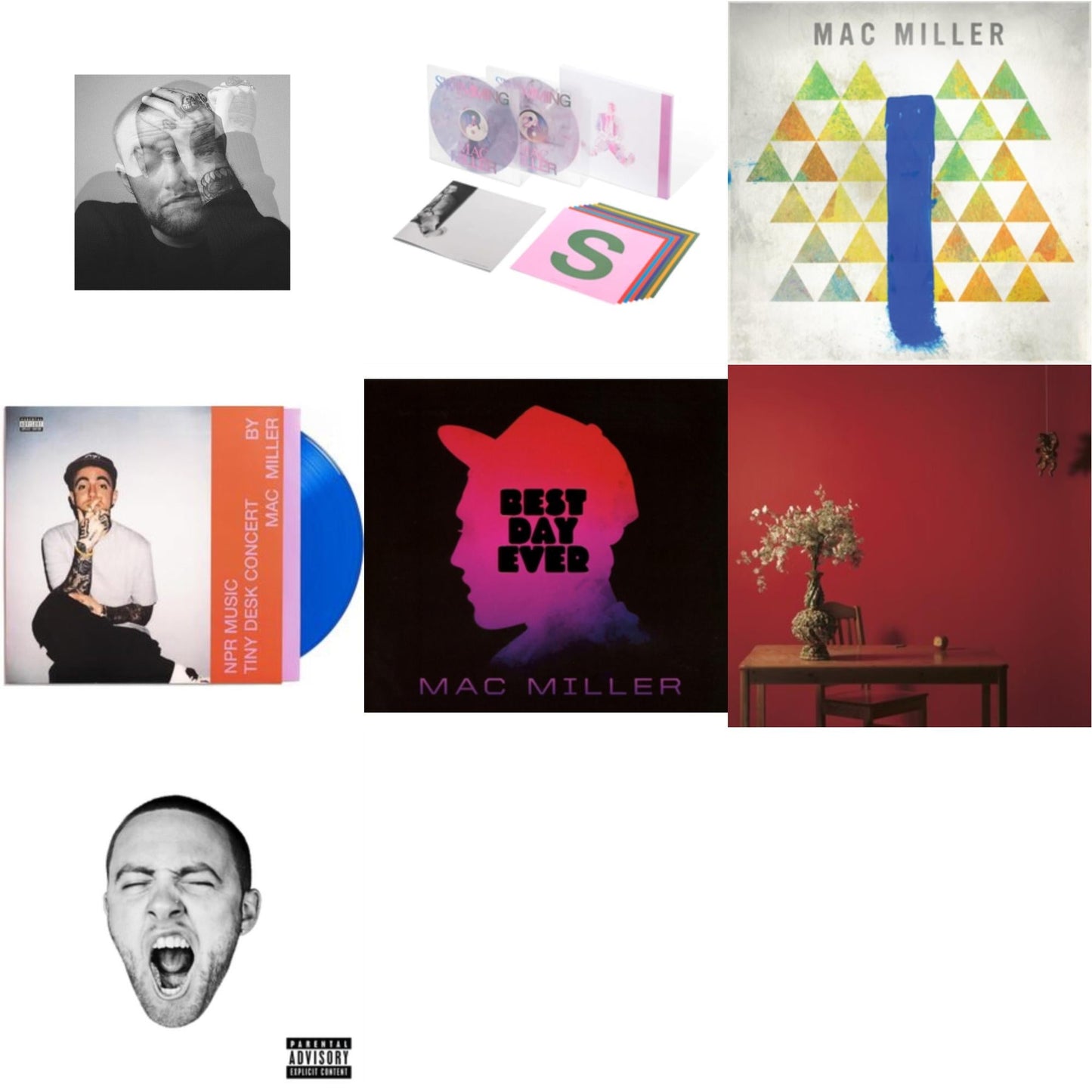 This is a 7 LP Vinyl SKU bundle.
1.This LP Vinyl is brand new.Format: LP VinylThis item's title is: Circles (2LP/Clear Vinyl)Artist: Mac MillerLabel: WARNER BROSBarcode: 093624905592Release Date: 5/29/2020
2.This LP Vinyl is brand new.
