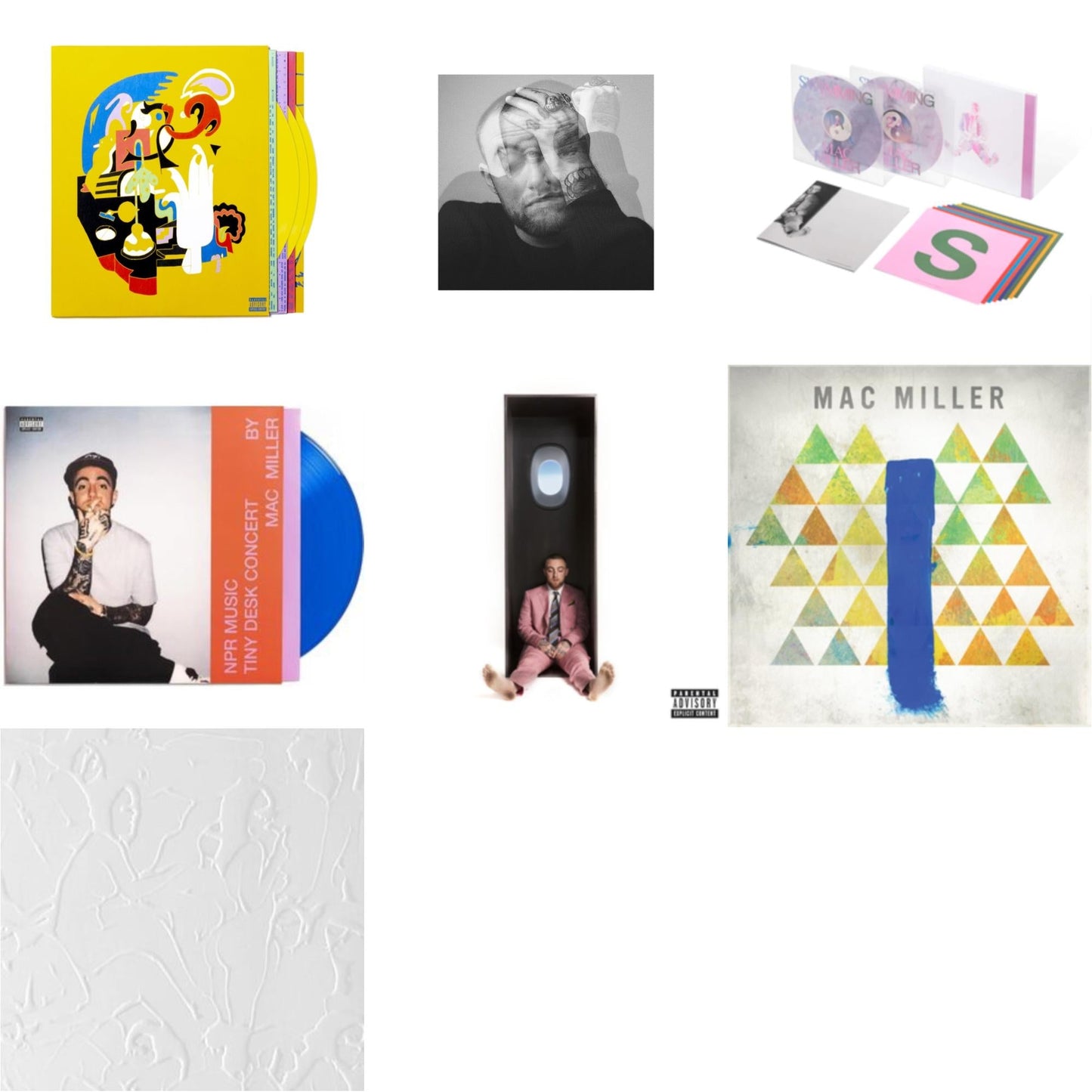 This is a 7 LP Vinyl SKU bundle.
1.This LP Vinyl is brand new.Format: LP VinylMusic Style: Cloud RapThis item's title is: Faces (3LP/Yellow Vinyl)Artist: Mac MillerLabel: WARNER BROS.Barcode: 093624881391Release Date: 10/15/2021
2.This LP Vinyl is brand new.