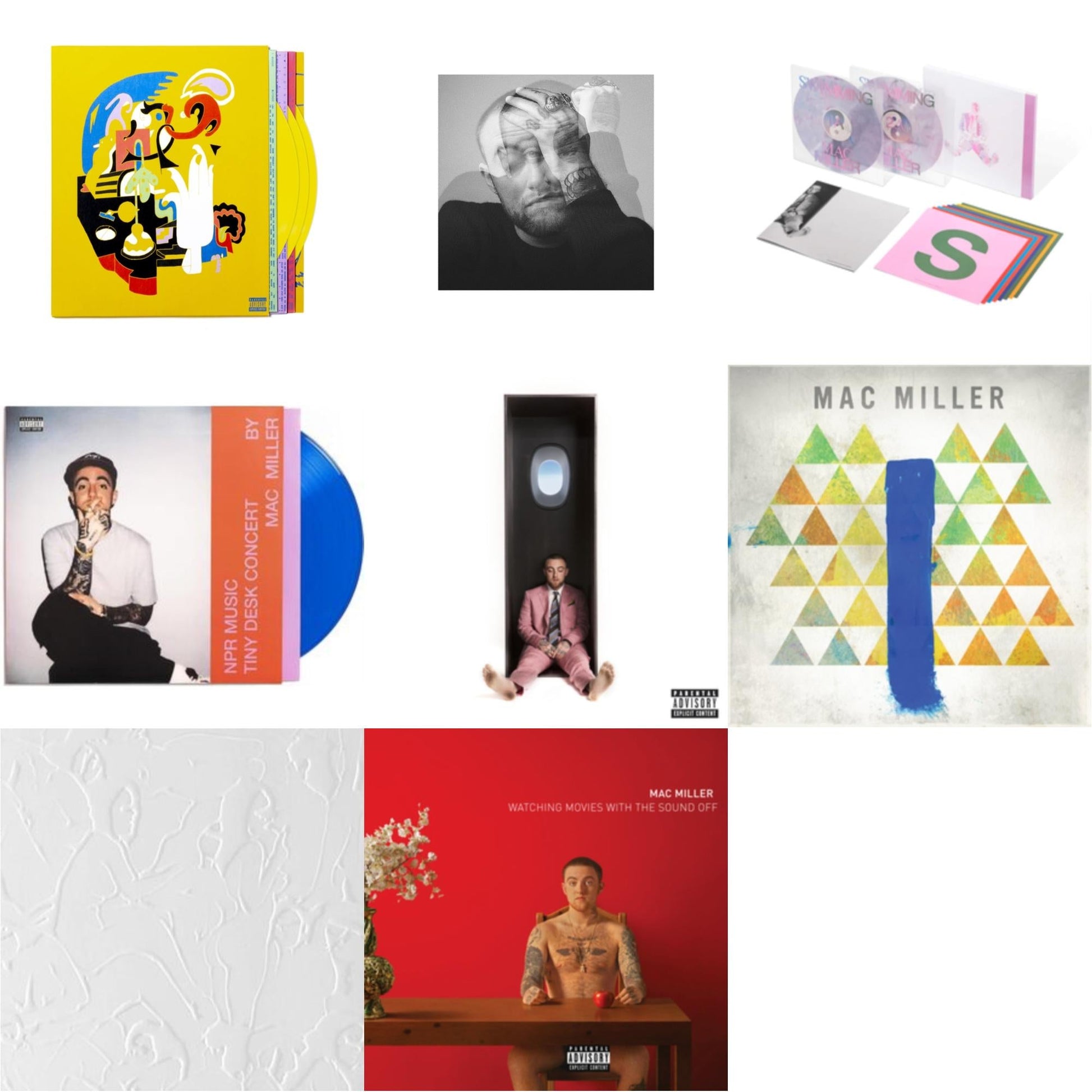 This is a 8 LP Vinyl SKU bundle.
1.This LP Vinyl is brand new.Format: LP VinylMusic Style: Cloud RapThis item's title is: Faces (3LP/Yellow Vinyl)Artist: Mac MillerLabel: WARNER BROS.Barcode: 093624881391Release Date: 10/15/2021
2.This LP Vinyl is brand new.