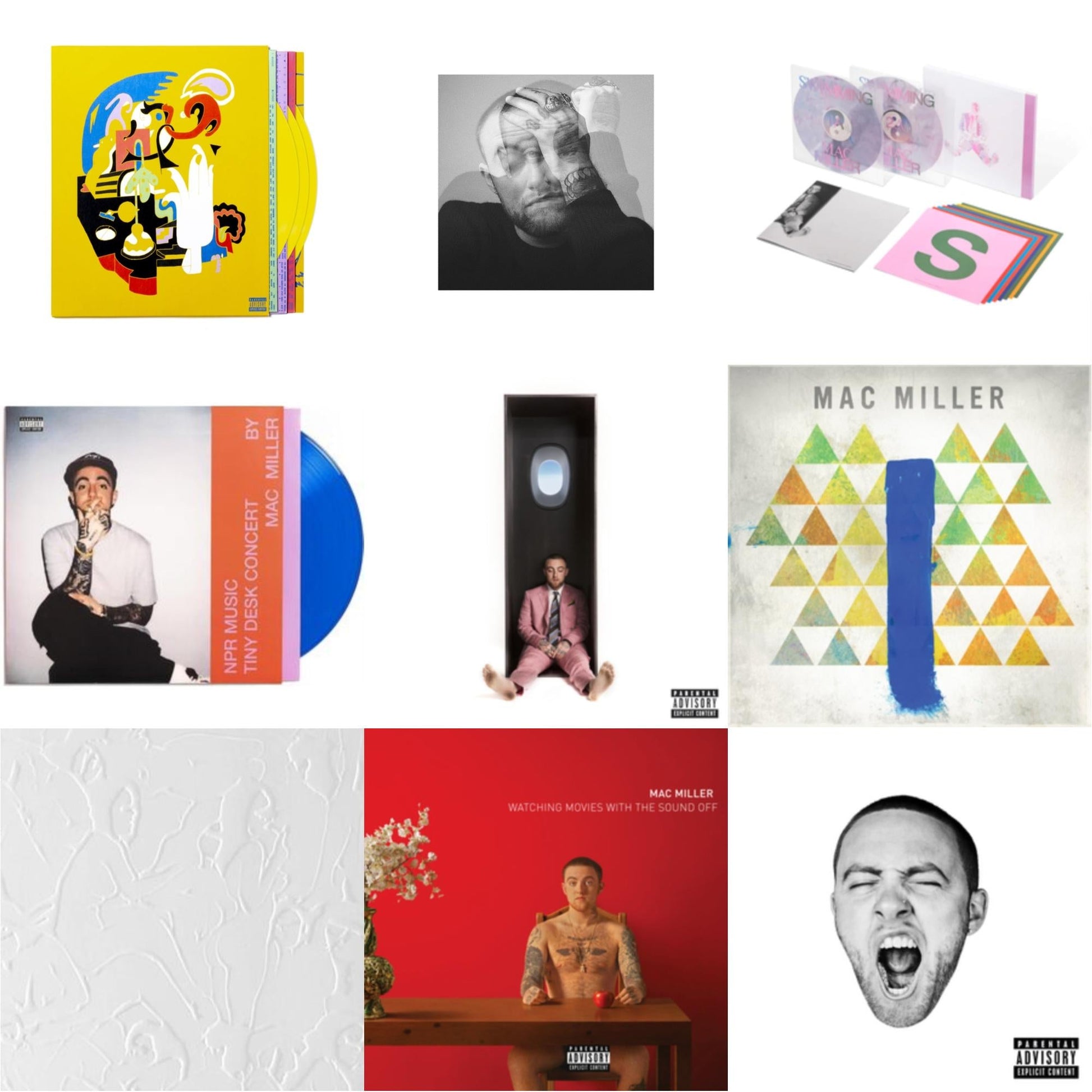 This is a 9 LP Vinyl SKU bundle.
1.This LP Vinyl is brand new.Format: LP VinylMusic Style: Cloud RapThis item's title is: Faces (3LP/Yellow Vinyl)Artist: Mac MillerLabel: WARNER BROS.Barcode: 093624881391Release Date: 10/15/2021
2.This LP Vinyl is brand new.